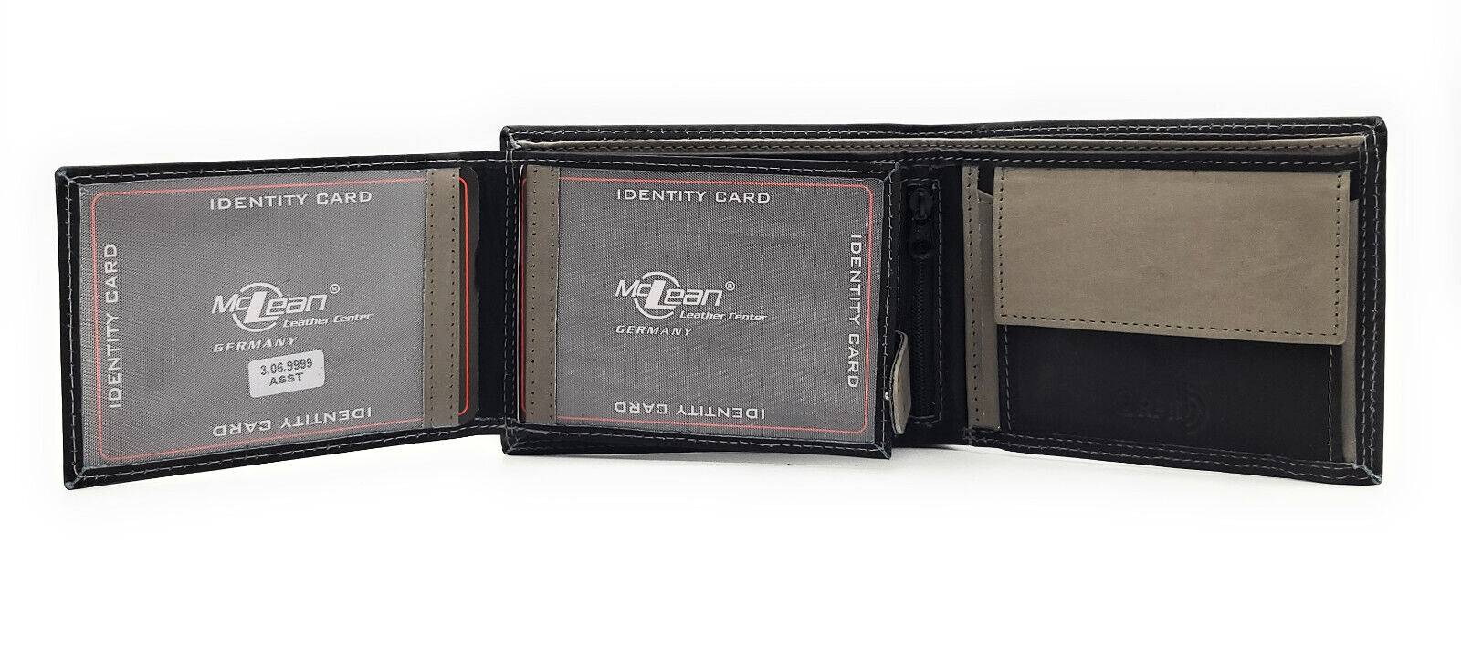 McLean echt Leder Geldbörse Portemonnaie Geldbeutel mit RFID Schutz schwarz grau