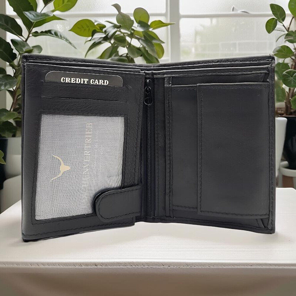 Lemasi Geldbörse Portemonnaie Geldbeutel aus Nappaleder 9 Kartenfächer schwarz