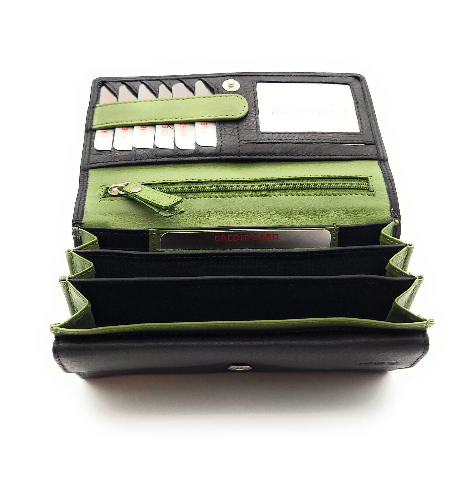 Jockey Club echt Leder Damen Geldbörse Portemonnaie mit RFID Schutz Flower grün