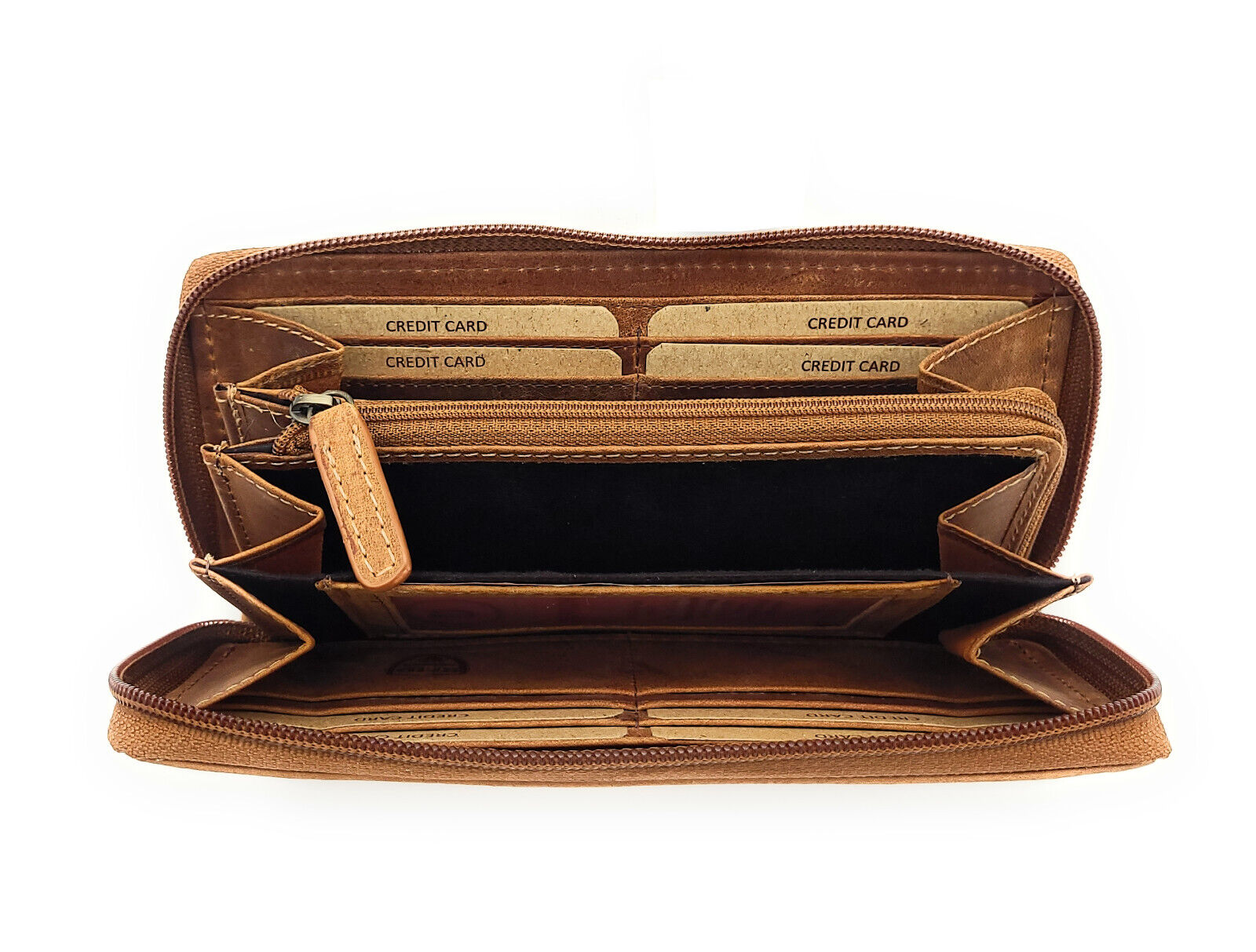 Jockey Club echt Leder Damen Reißverschluss Geldbörse lang mit RFID Schutz