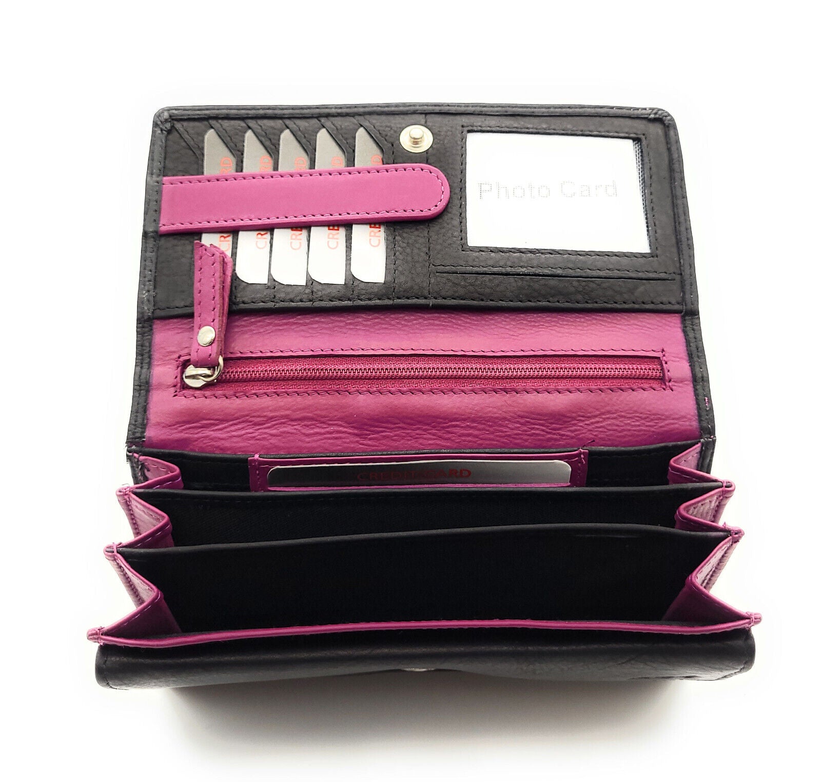 Jockey Club echt Leder Damen Geldbörse Portemonnaie mit RFID Schutz bicolor schwarz pink