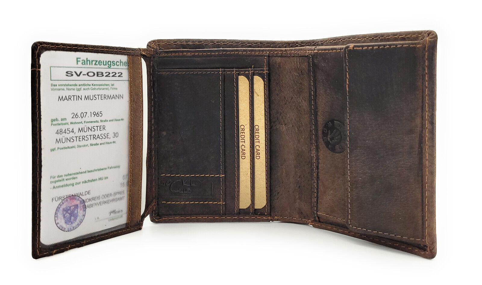 Leder Geldbörse Herren RFID Schutz Dunkelbraun - Jockey Club Portemonnaie