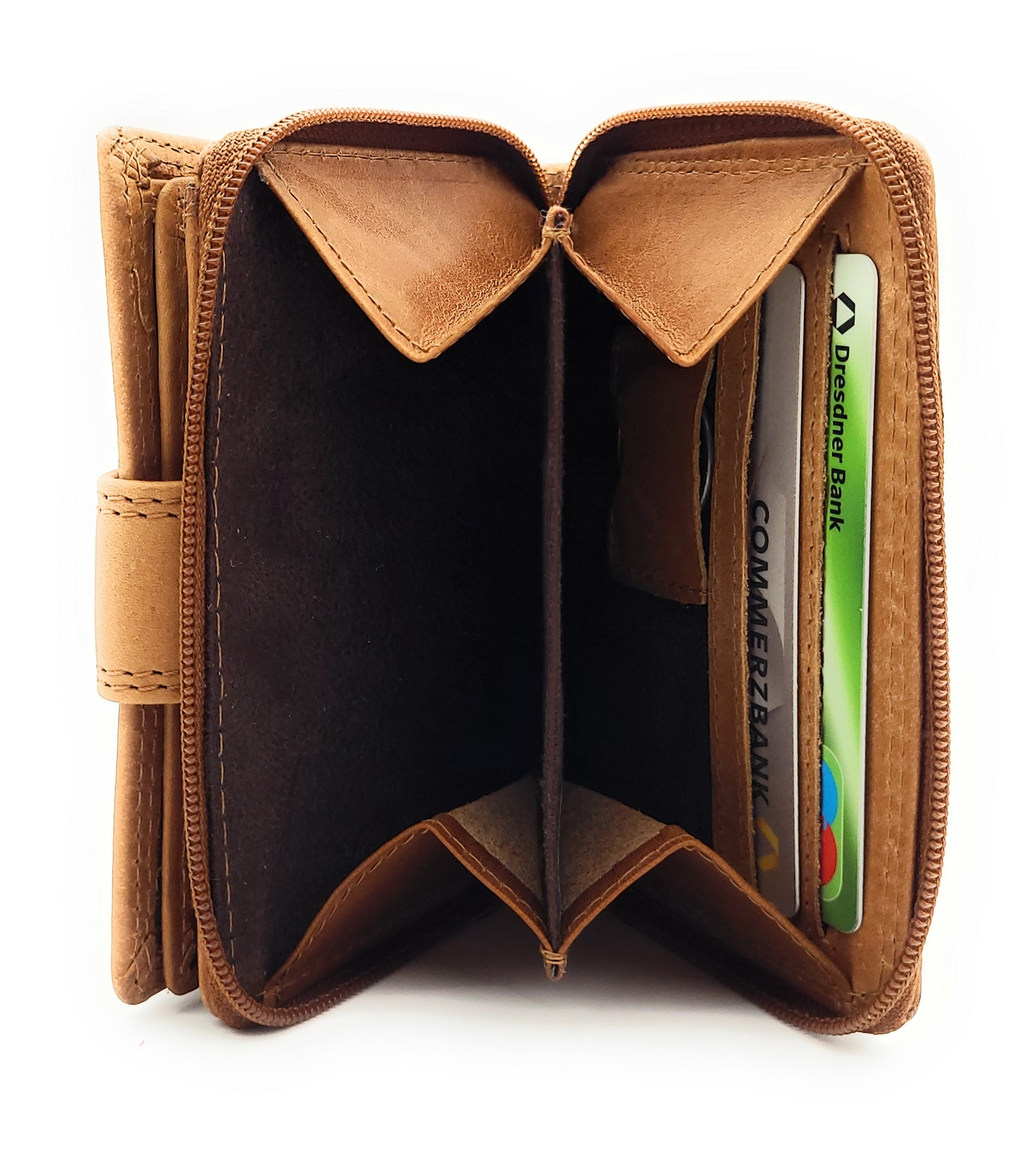 Jockey Club echt Leder Geldbörse Portemonnaie Geldbeutel Sauvage mit RFID Schutz Schmetterling braun