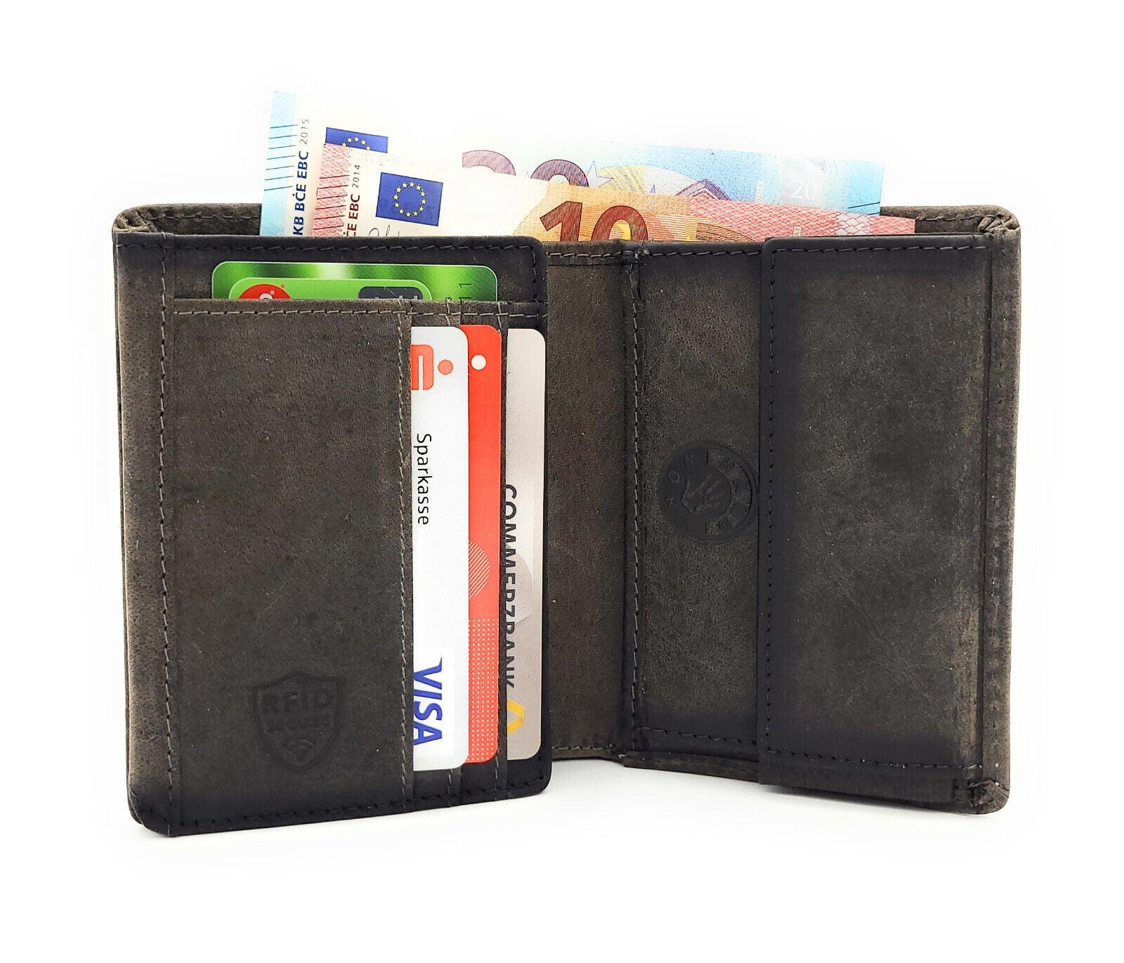 Jockey Club echt Leder Geldbörse Portemonnaie Geldbeutel mit RFID Schutz grau