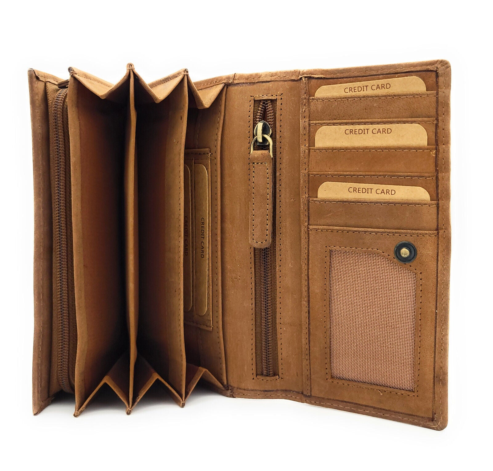 Jockey Club echt Leder Damen Geldbörse Portemonnaie Huskies Husky Hunde mit RFID NFC Schutz braun