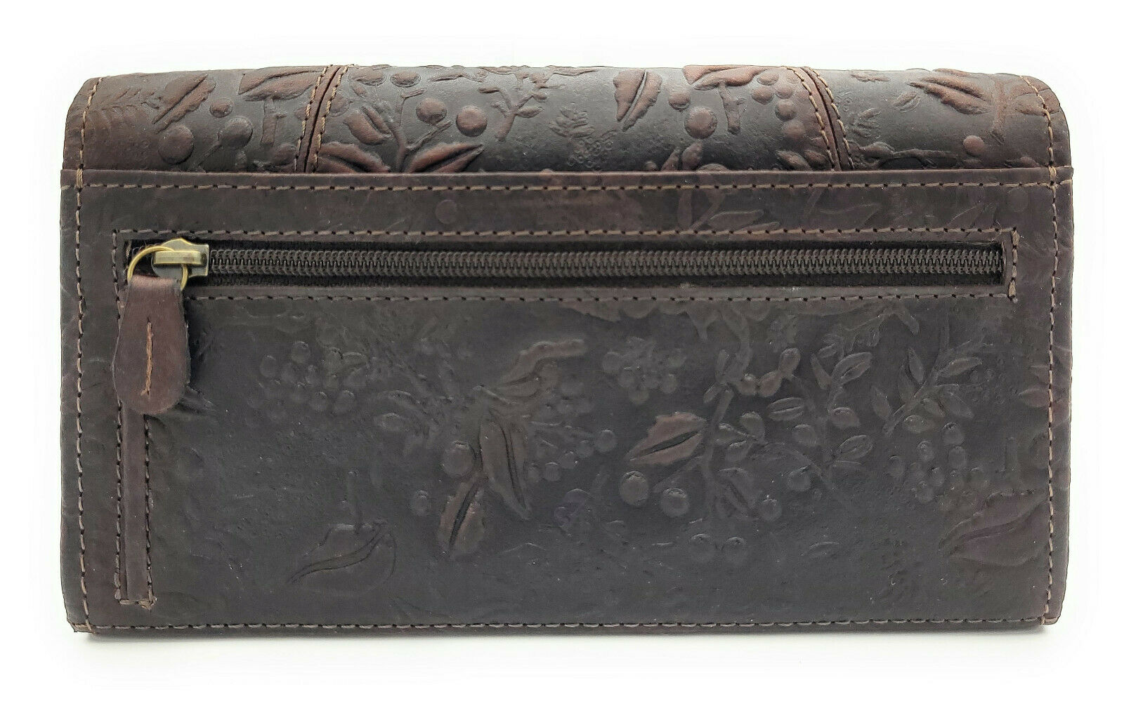 Hill Burry echt Leder Damen Geldbörse Portemonnaie floral mit RFID NFC Schutz schoko braun