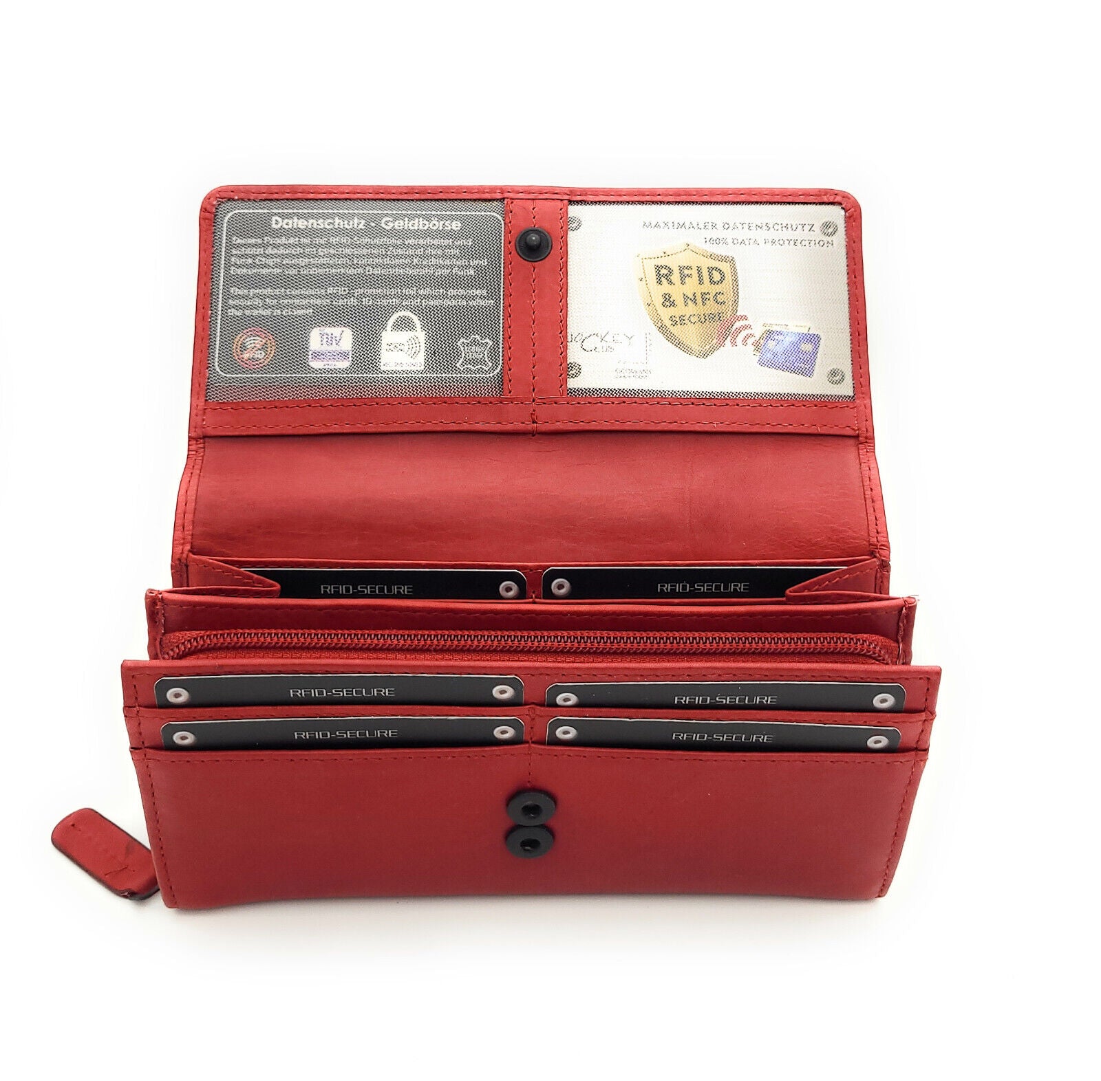 Jockey Club echt Leder Damen Geldbörse Portemonnaie Geldbeutel gewachstes Rindleder rot