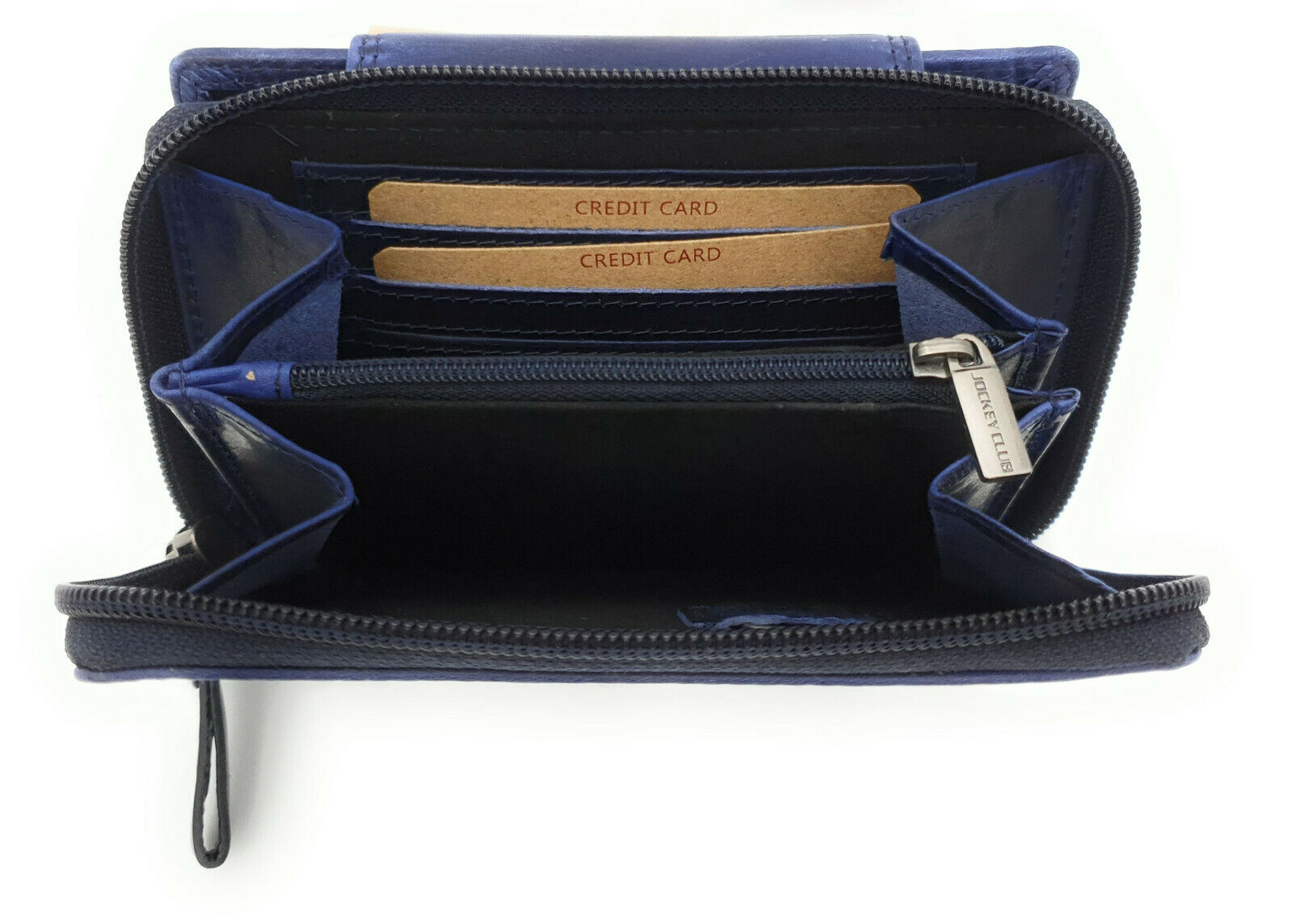 Jockey Club echt Leder Geldbörse Portemonnaie Geldbeutel Sauvage mit RFID Schutz Schmetterling blau