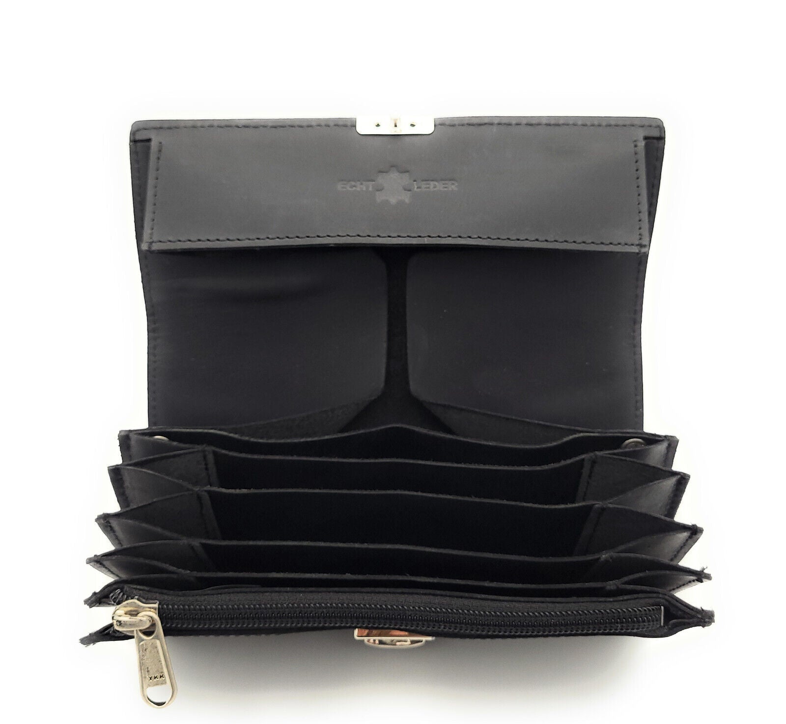 Lemasi echt Leder Kellnerbörse Geldbörse Taxibörse 2 Kartenfächer Geldbeutel schwarz