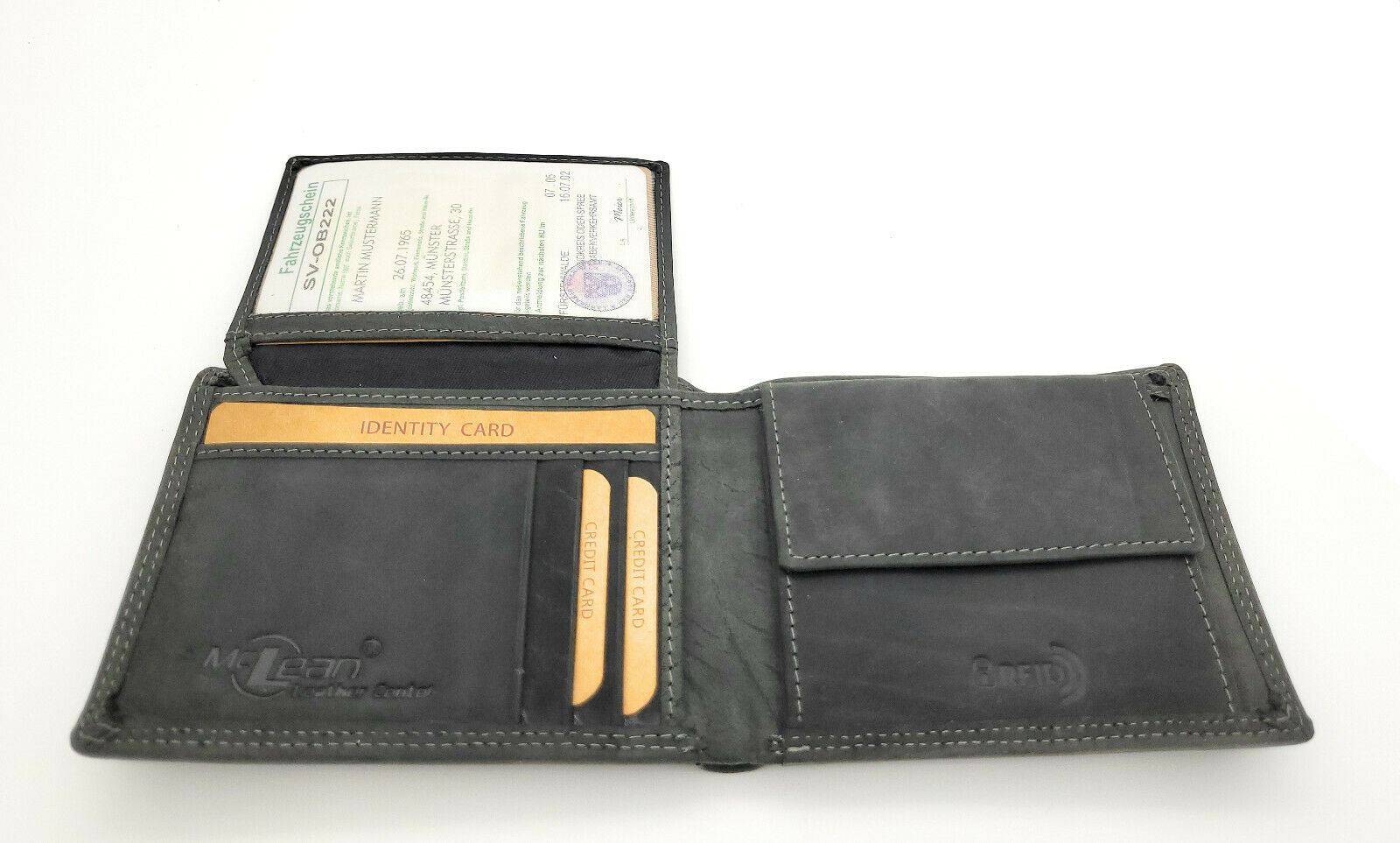 Jockey Club Basic echt Büffel Voll-Leder Geldbörse Portemonnaie Geldbeutel mit RFID NFC Schutz schwarz