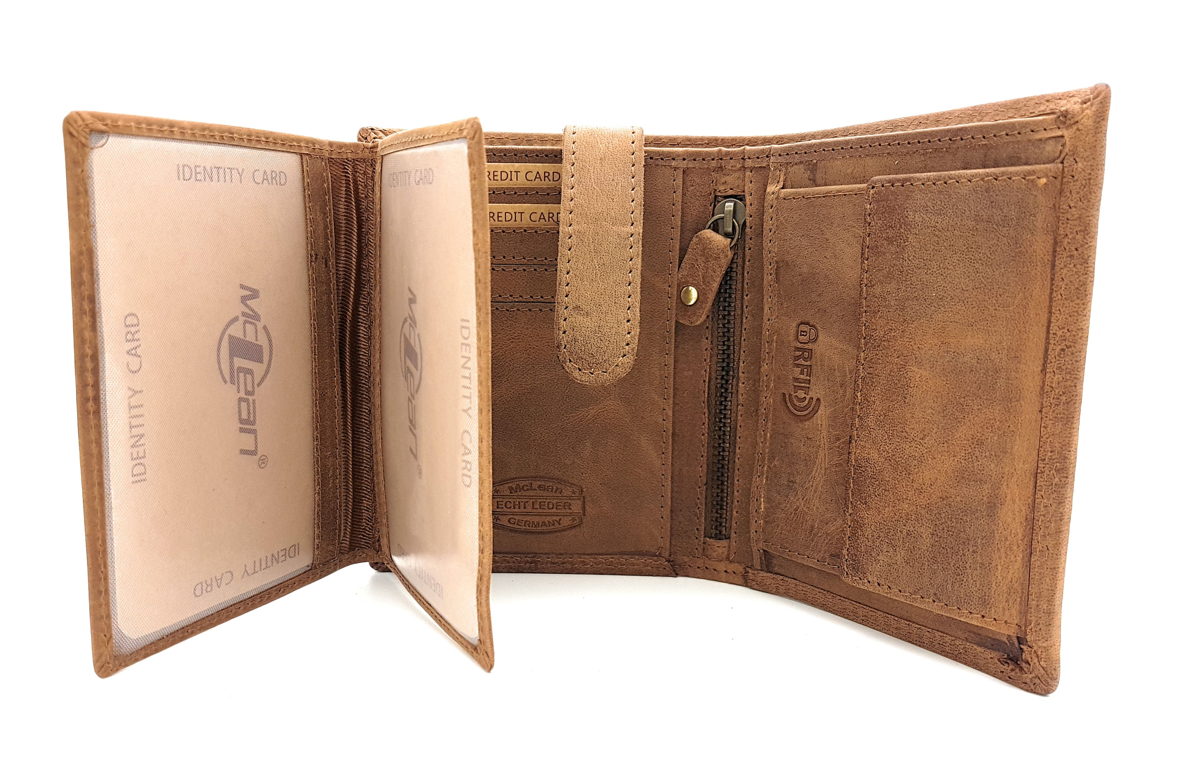 McLean echt Büffel Voll-Leder Geldbörse Portemonnaie Totenkopf Skull mit RFID NFC Schutz braun