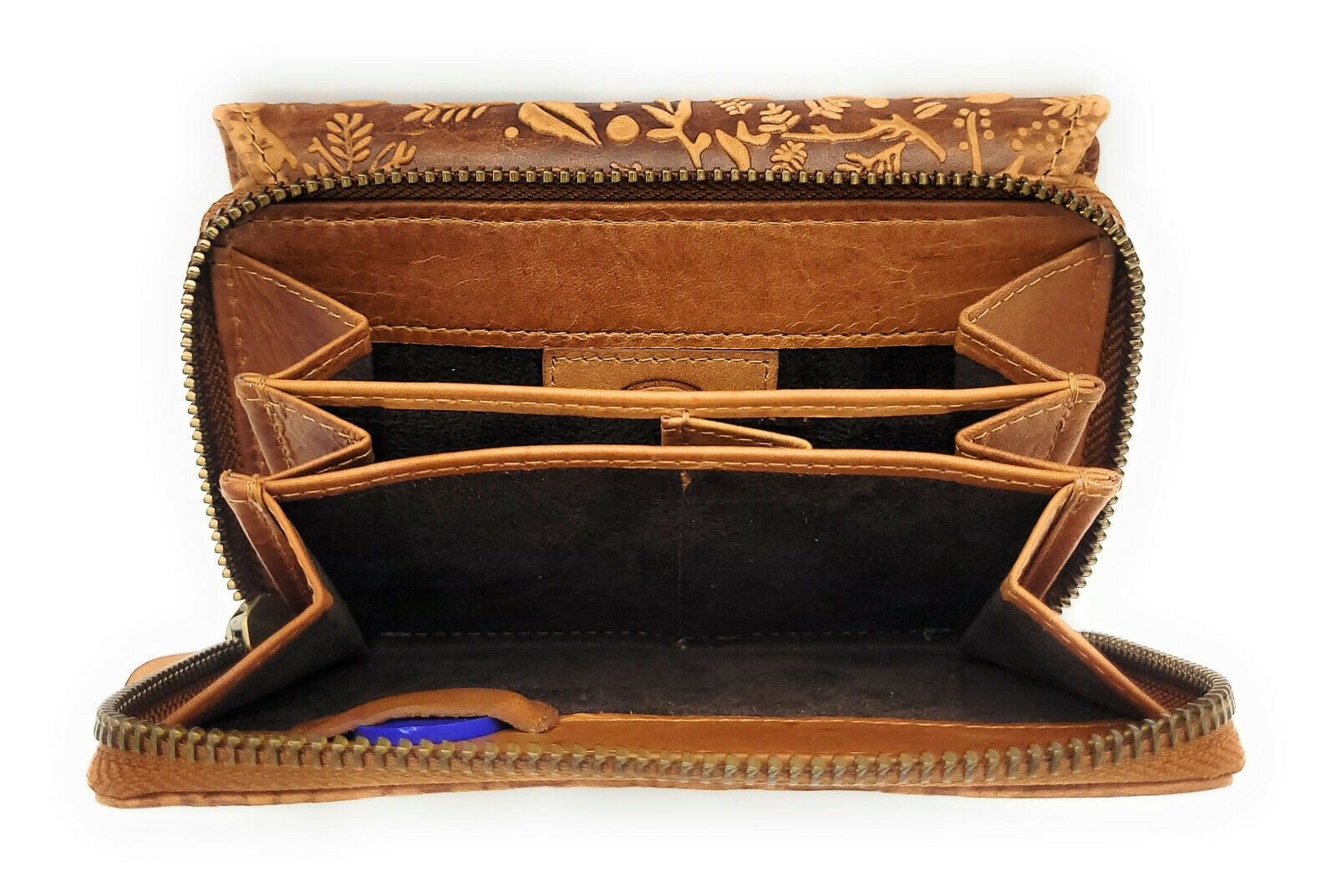Hill Burry echt Leder Damen Geldbörse Portemonnaie floral RFID NFC Schutz braun