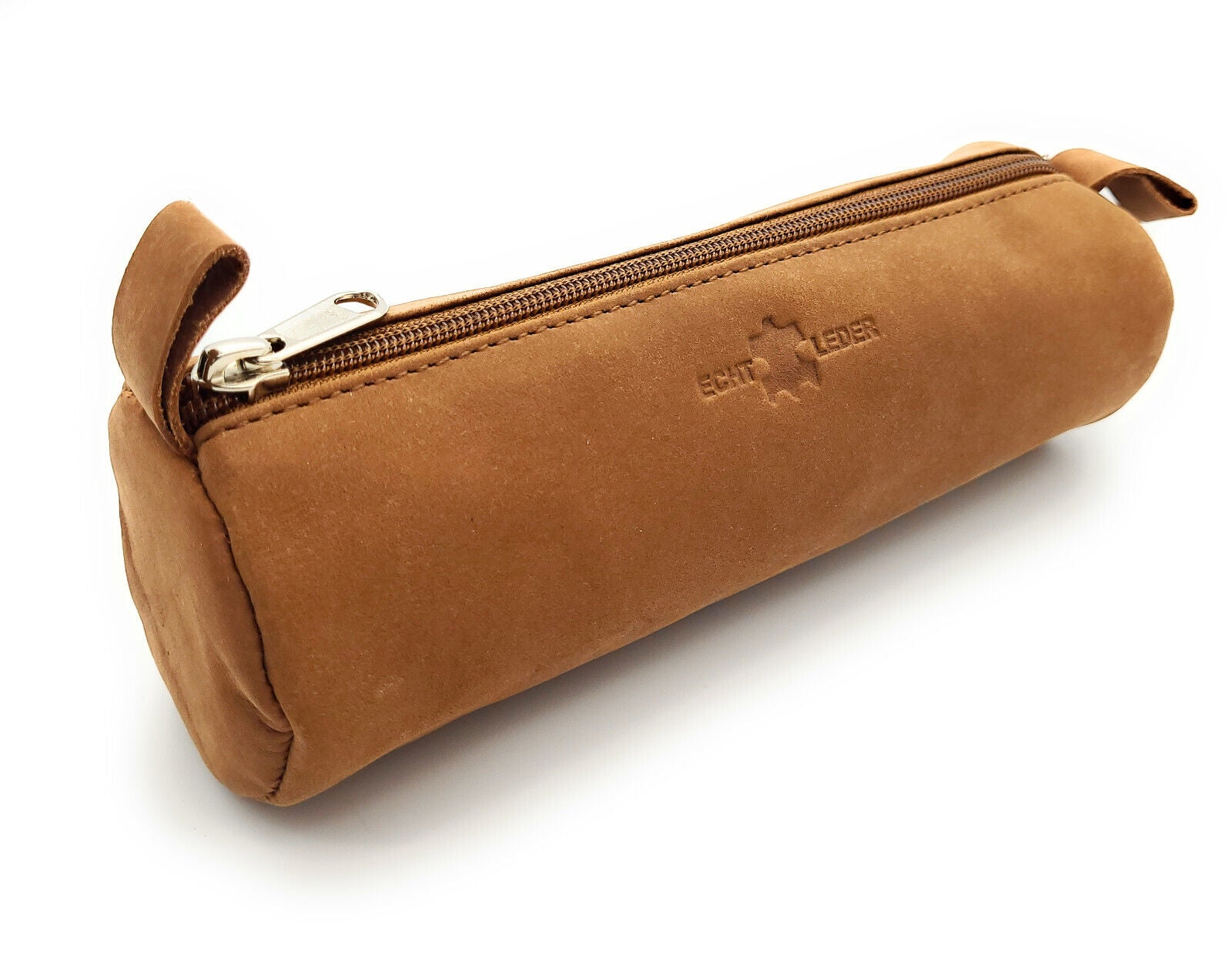 Lemasi echt Leder Schlamperrolle Federmäppchen Stifteetui Faulenzerrolle leer braun