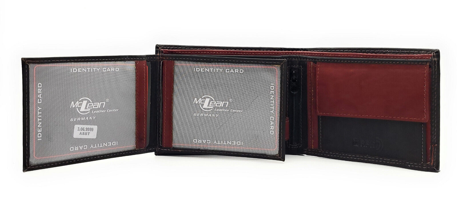 McLean echt Leder Geldbörse Portemonnaie Geldbeutel mit RFID Schutz schwarz rot