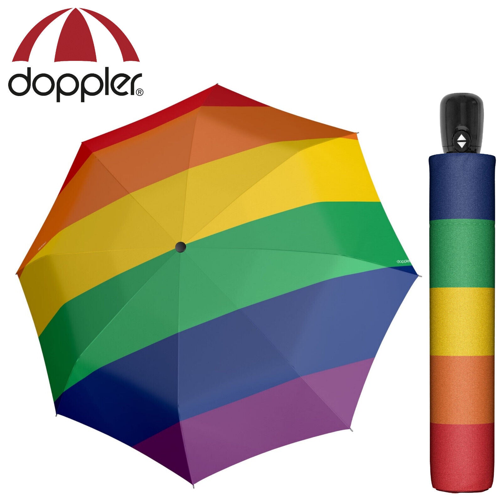 doppler Regenschirm Taschenschirm Magic Mini Auf Zu Automatik Modern Art pride rainbow Regenbogen