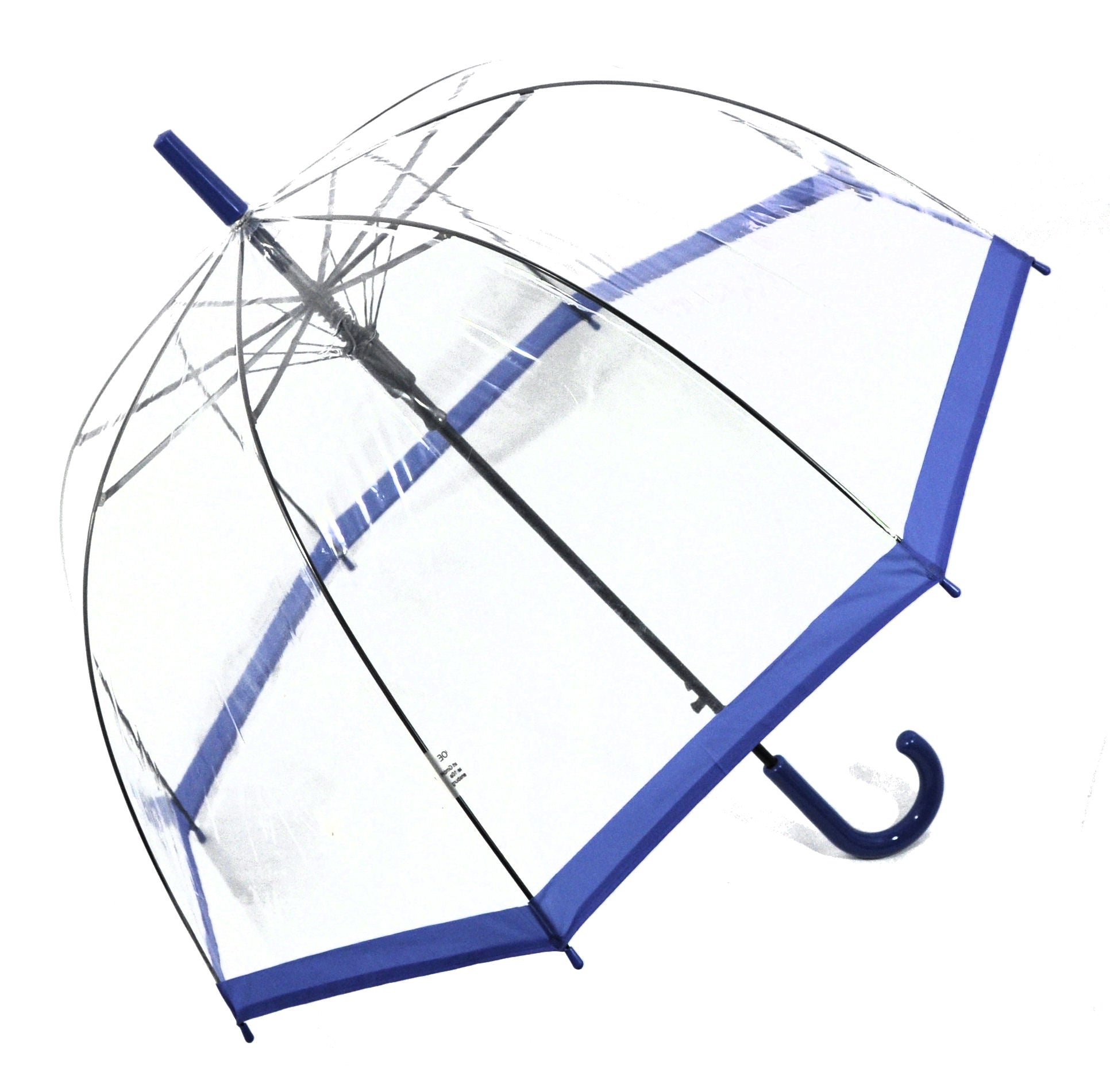 Regenschirm transparent durchsichtig Automatik Stockschirm Glockenschirm blau