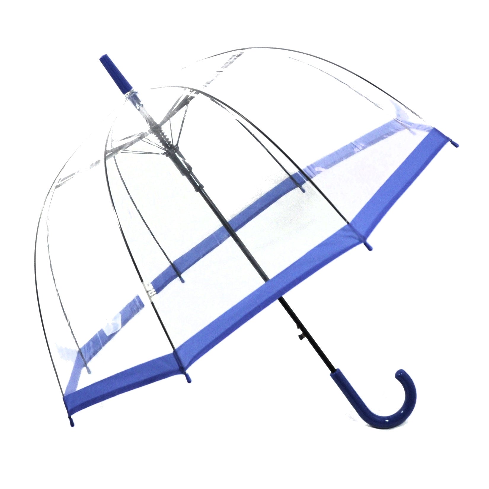 Regenschirm transparent durchsichtig Automatik Stockschirm Glockenschirm blau