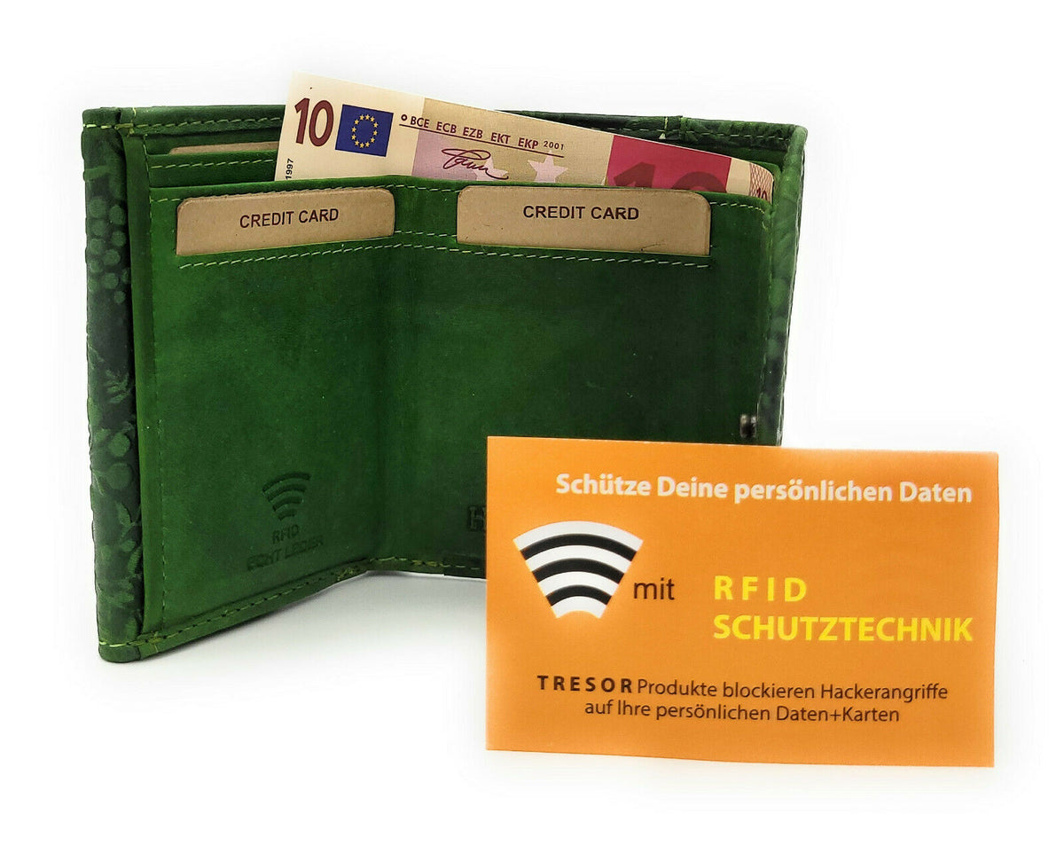 mit RFID Burry Leder kleine NFC Damen Hill Geldbörse Portemonnaie echt