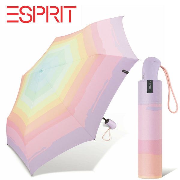 Esprit Regenschirm Taschenschirm Easymatic Auf-Zu Automatik Rainbow Dawn peachpearl