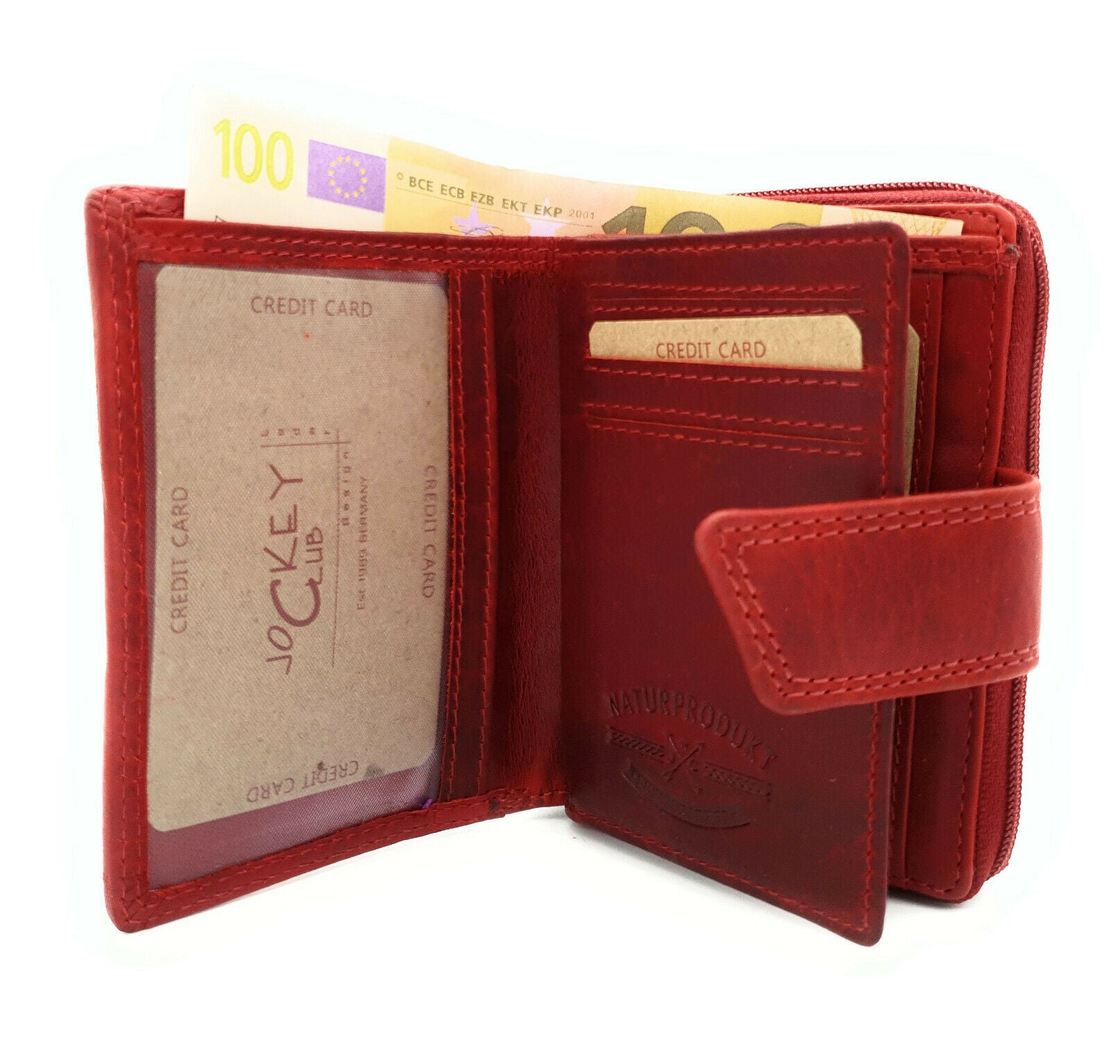 Jockey Club echt Leder Schmetterling Geldbörse Portemonnaie Geldbeutel Sauvage mit RFID Schutz rot