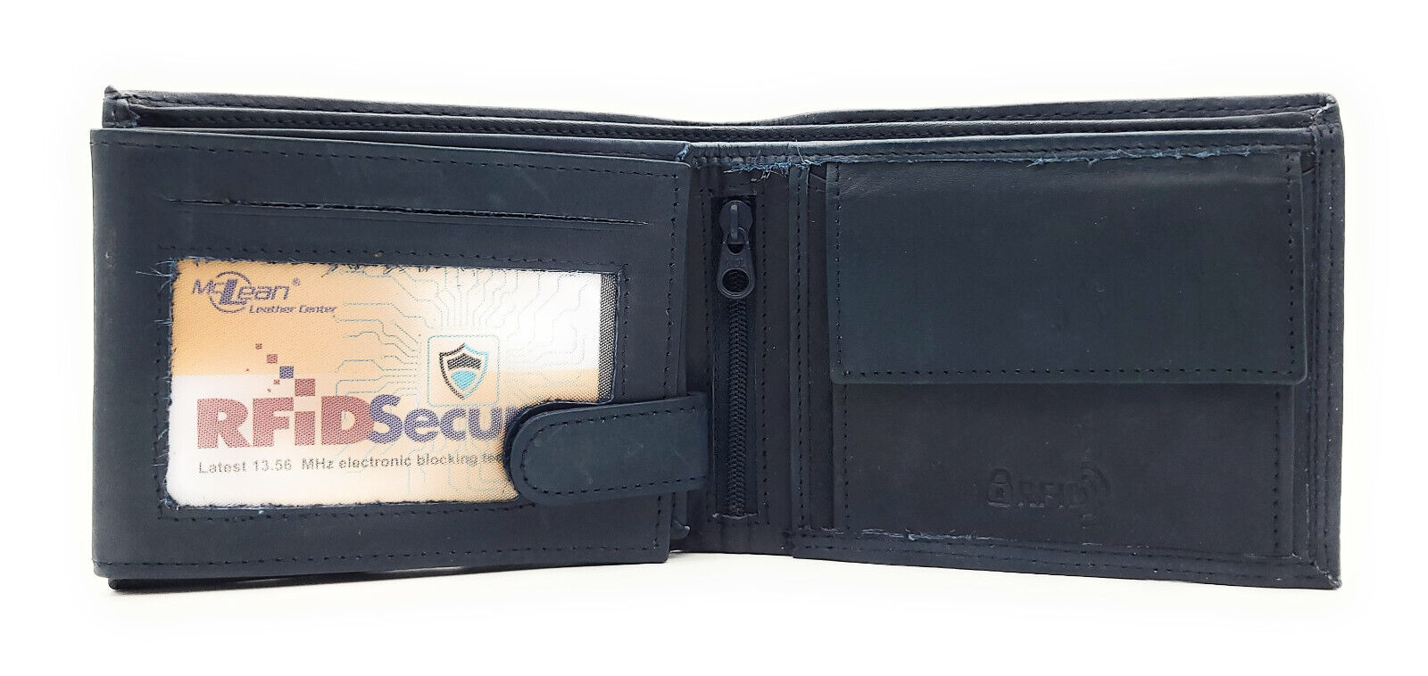McLean echt Leder Geldbörse Portemonnaie Geldbeutel mit RFID Schutz navy blau