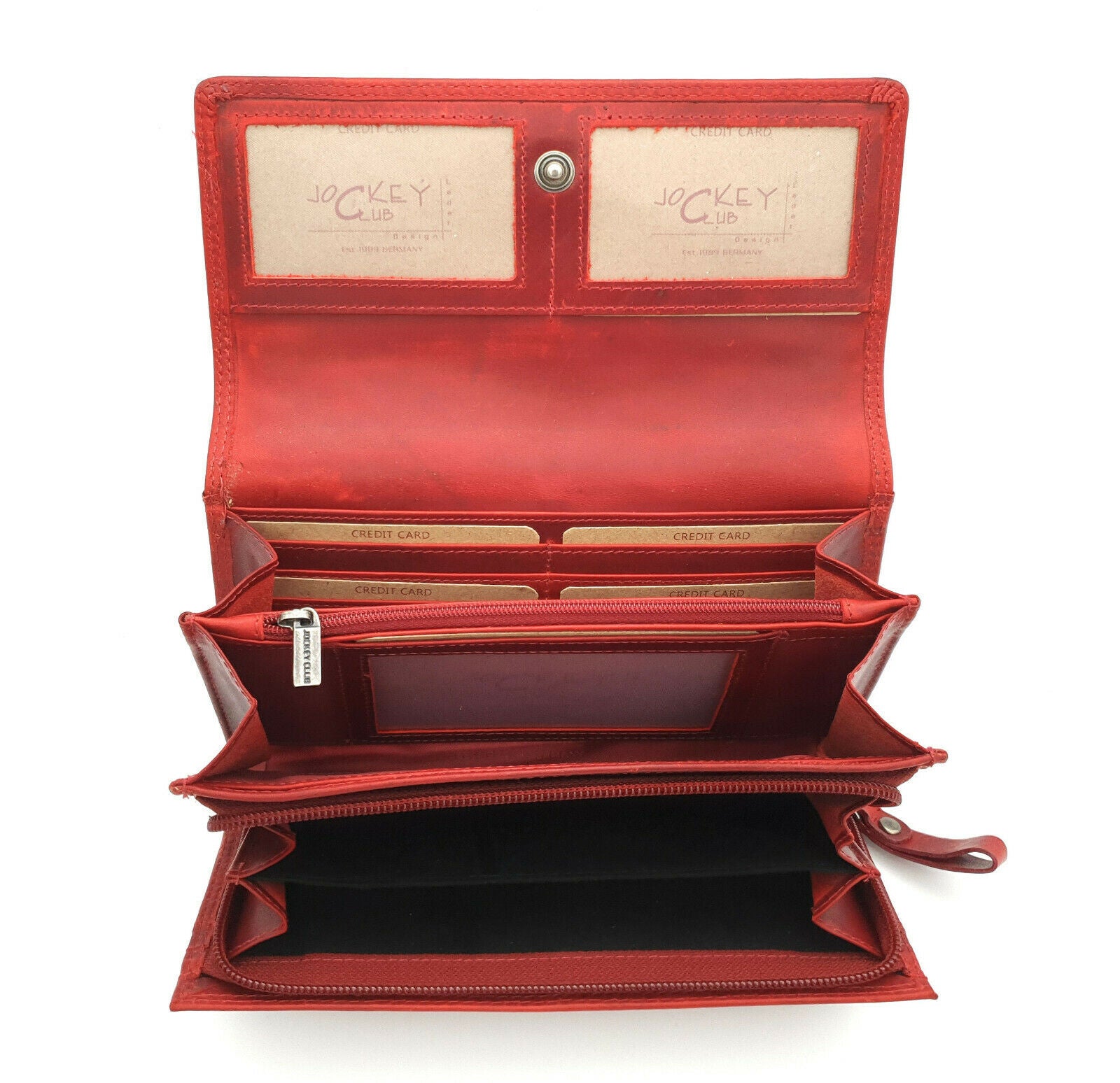 echt Leder Geldbörse Portemonnaie Geldbeutel Jockey Club Schmetterling mit RFID Schutz rot