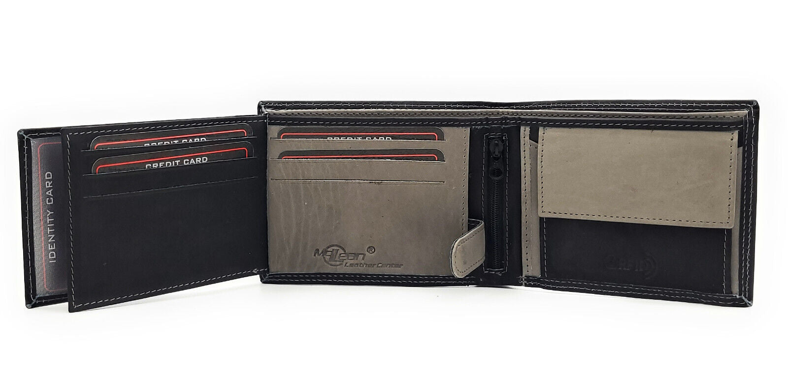 McLean echt Leder Geldbörse Portemonnaie Geldbeutel mit RFID Schutz schwarz grau