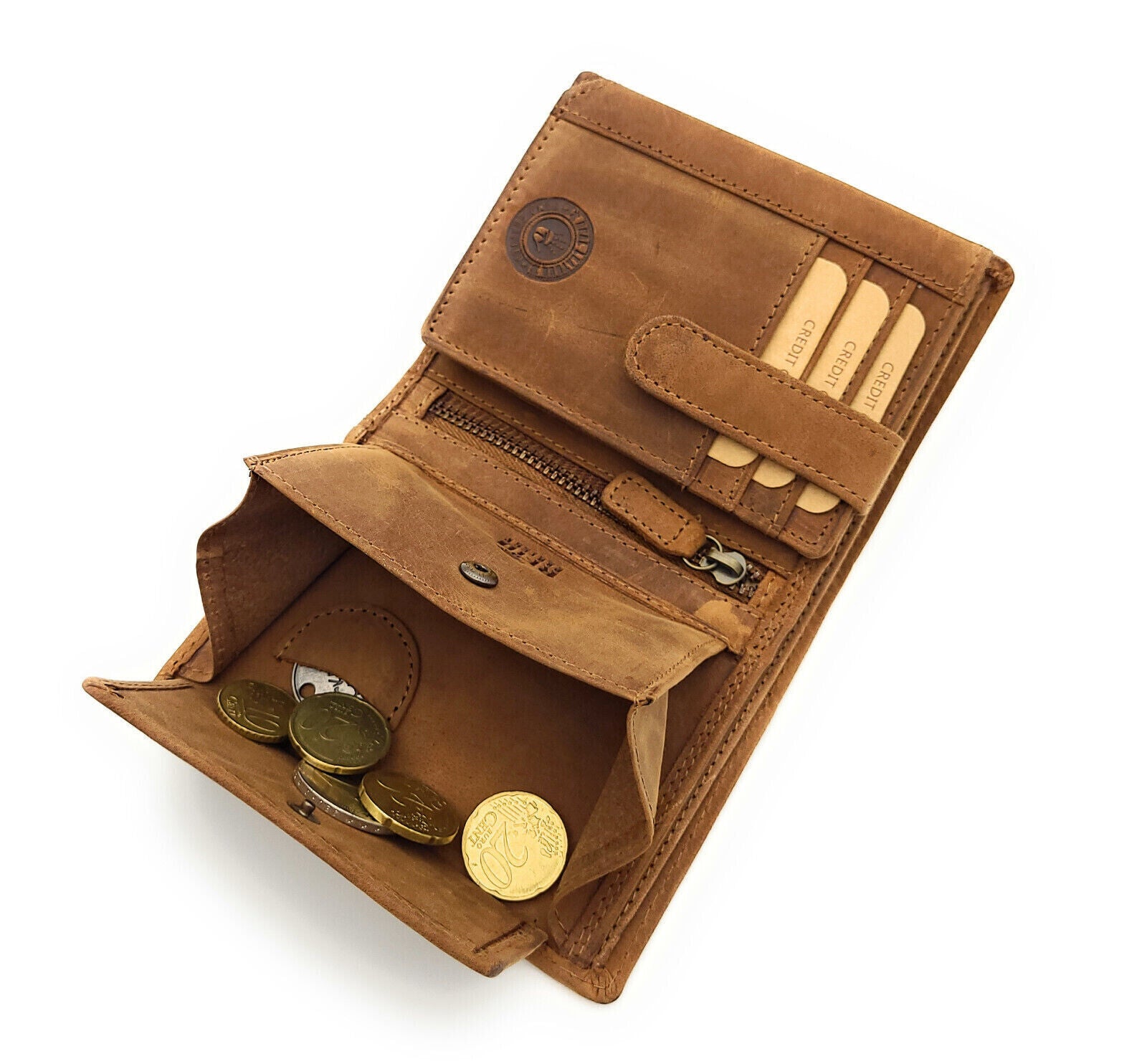 Jockey Club echt Leder Geldbörse Portemonnaie Traktor Trecker Landwirt mit RFID NFC Schutz cognac braun