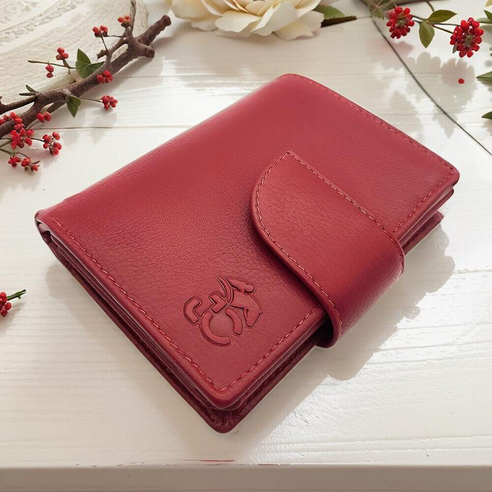 Jockey Club echt Leder Sicherheits-Geldbörse Portemonnaie mit RFID Schutz rot