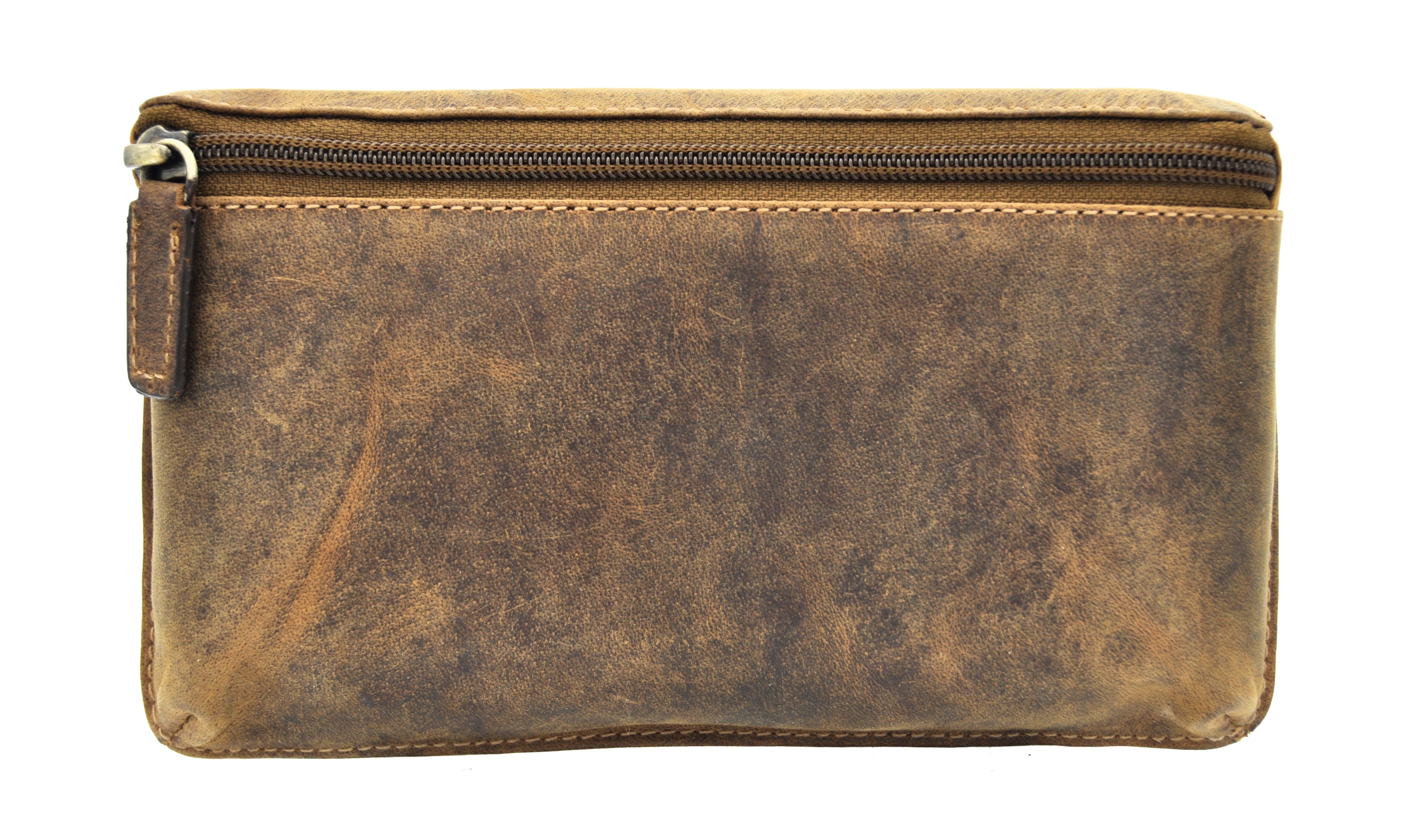 Jockey Club Echt Leder Gürteltasche flach Vintage – Hunterleder braun, handgefertigt, Belt Bag für Smartphones bis 6,2"