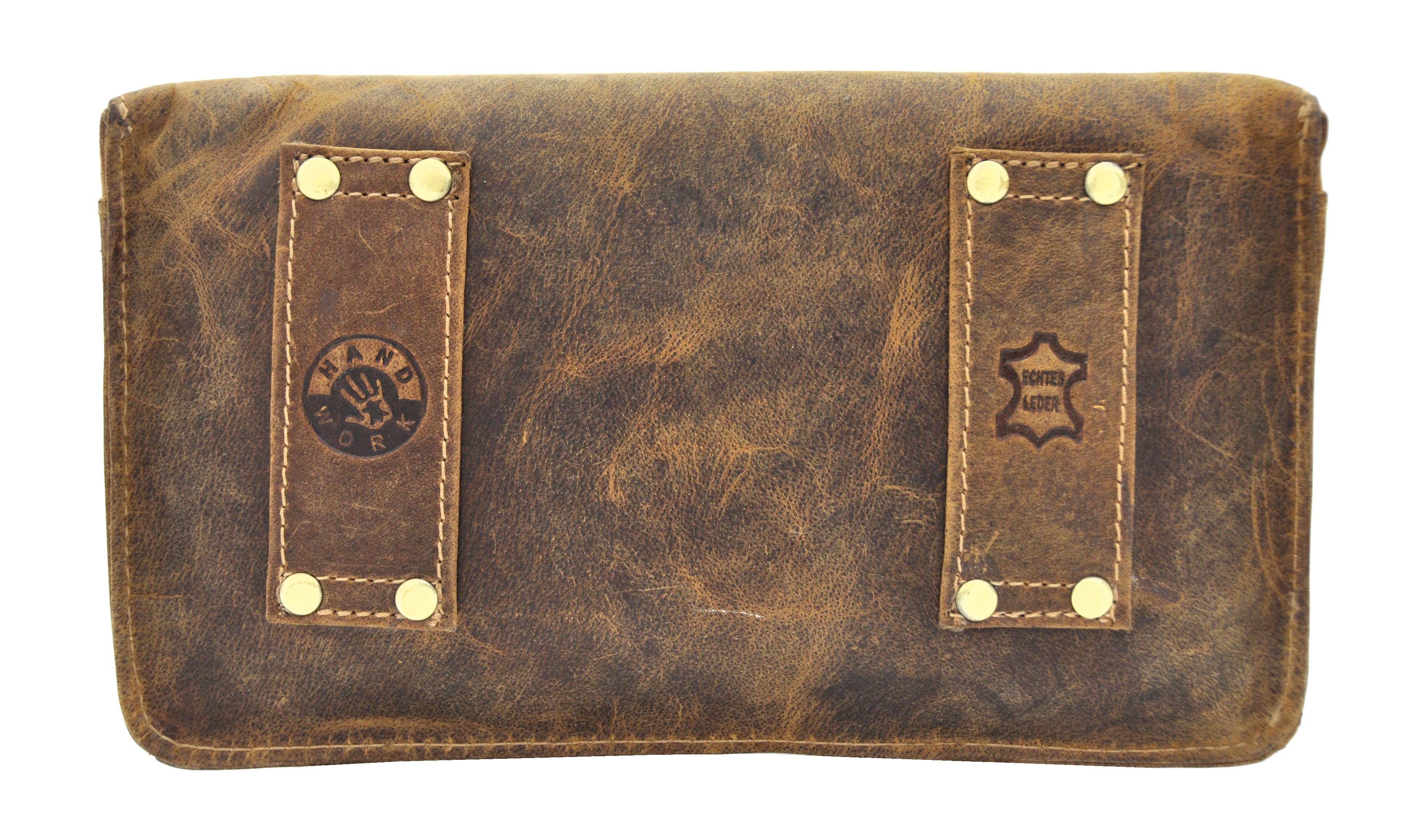 Jockey Club Echt Leder Gürteltasche flach Vintage – Hunterleder braun, handgefertigt, Belt Bag für Smartphones bis 6,2"