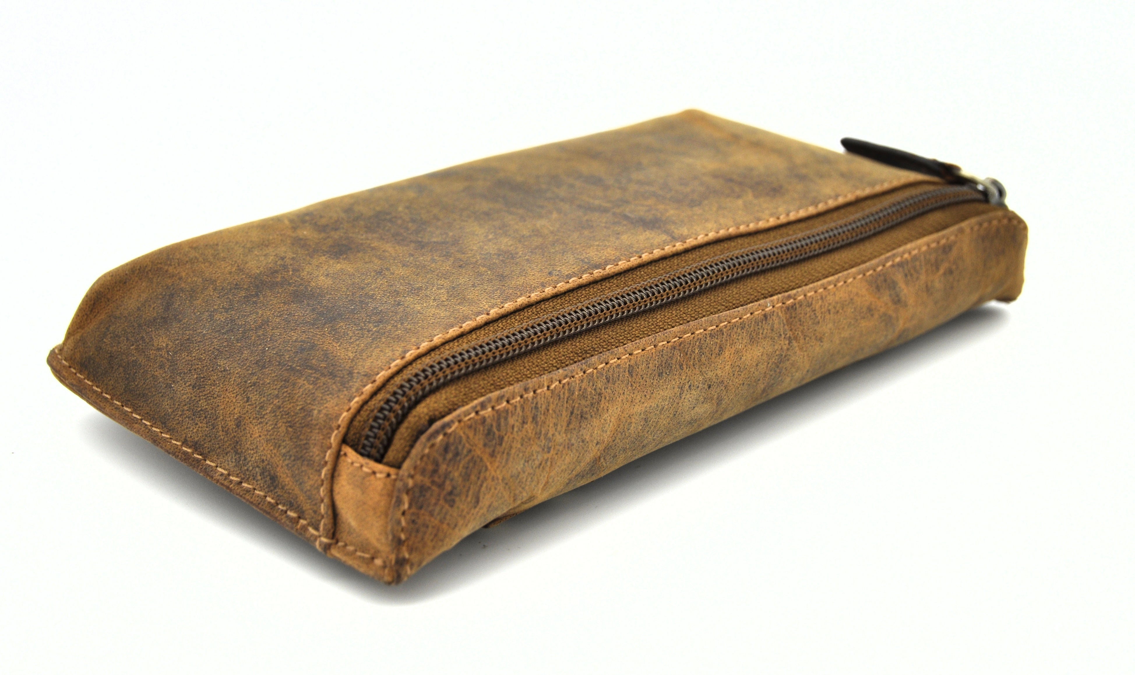 Jockey Club Echt Leder Gürteltasche flach Vintage – Hunterleder braun, handgefertigt, Belt Bag für Smartphones bis 6,2"