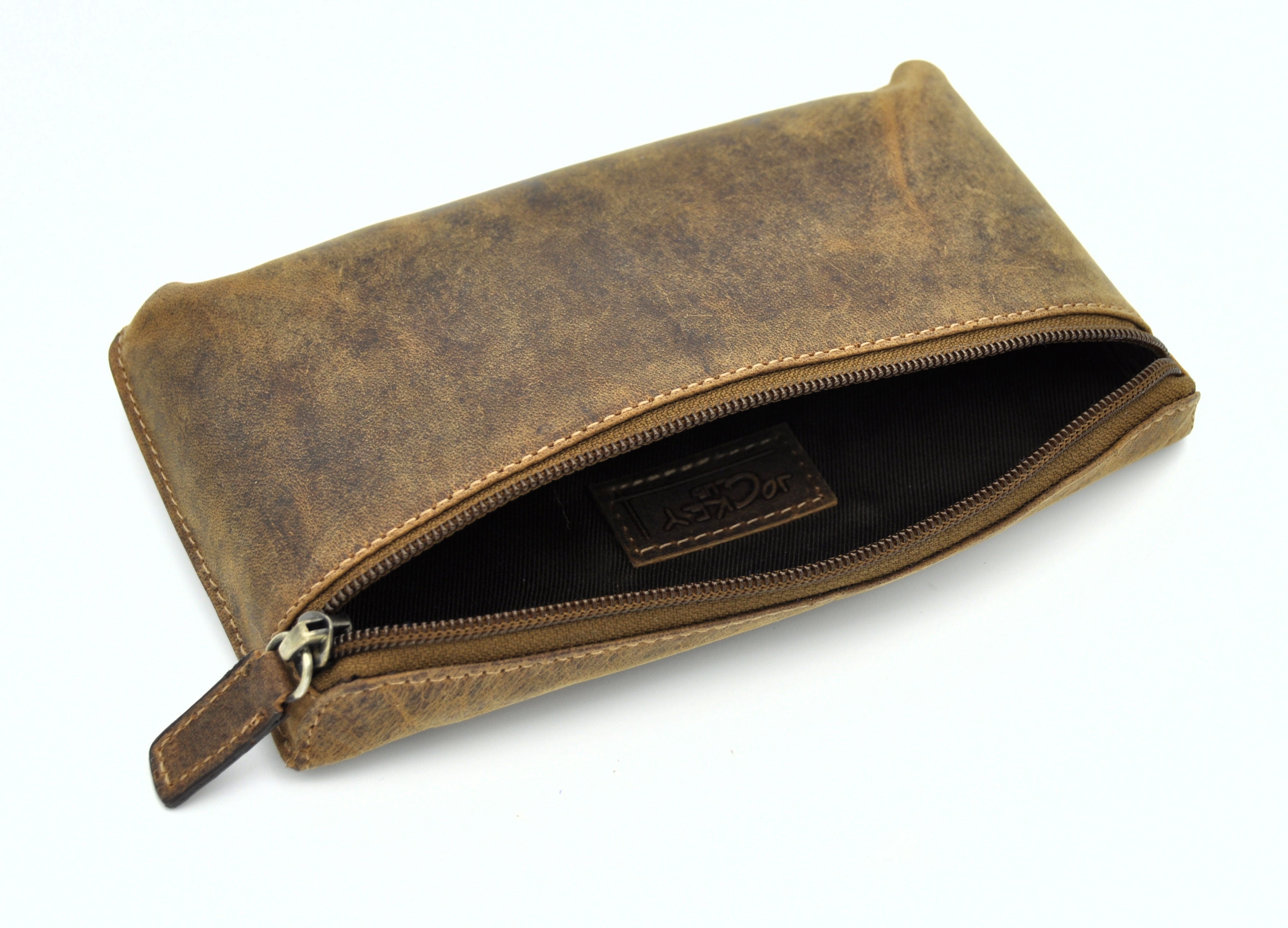 Jockey Club Echt Leder Gürteltasche flach Vintage – Hunterleder braun, handgefertigt, Belt Bag für Smartphones bis 6,2"