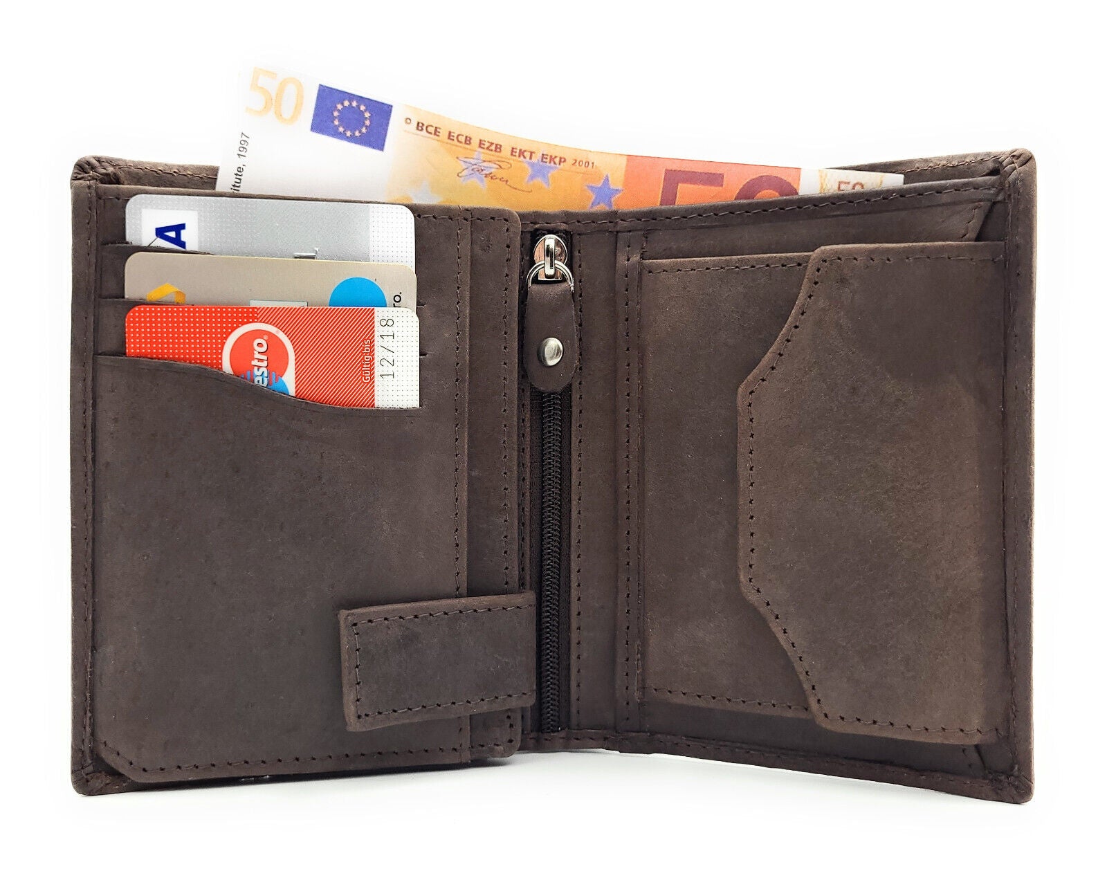 Mustang echt Leder Herren Geldbörse Portemonnaie mit RFID Schutz dunkelbraun