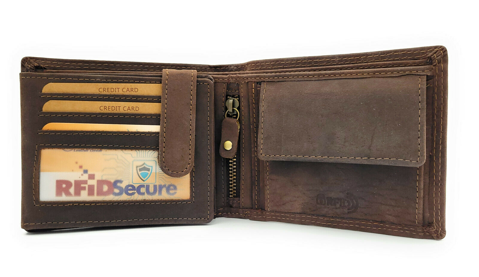 Jockey Club Basic echt Büffel Voll-Leder Geldbörse Portemonnaie Geldbeutel RFID NFC Schutz dunkelbraun