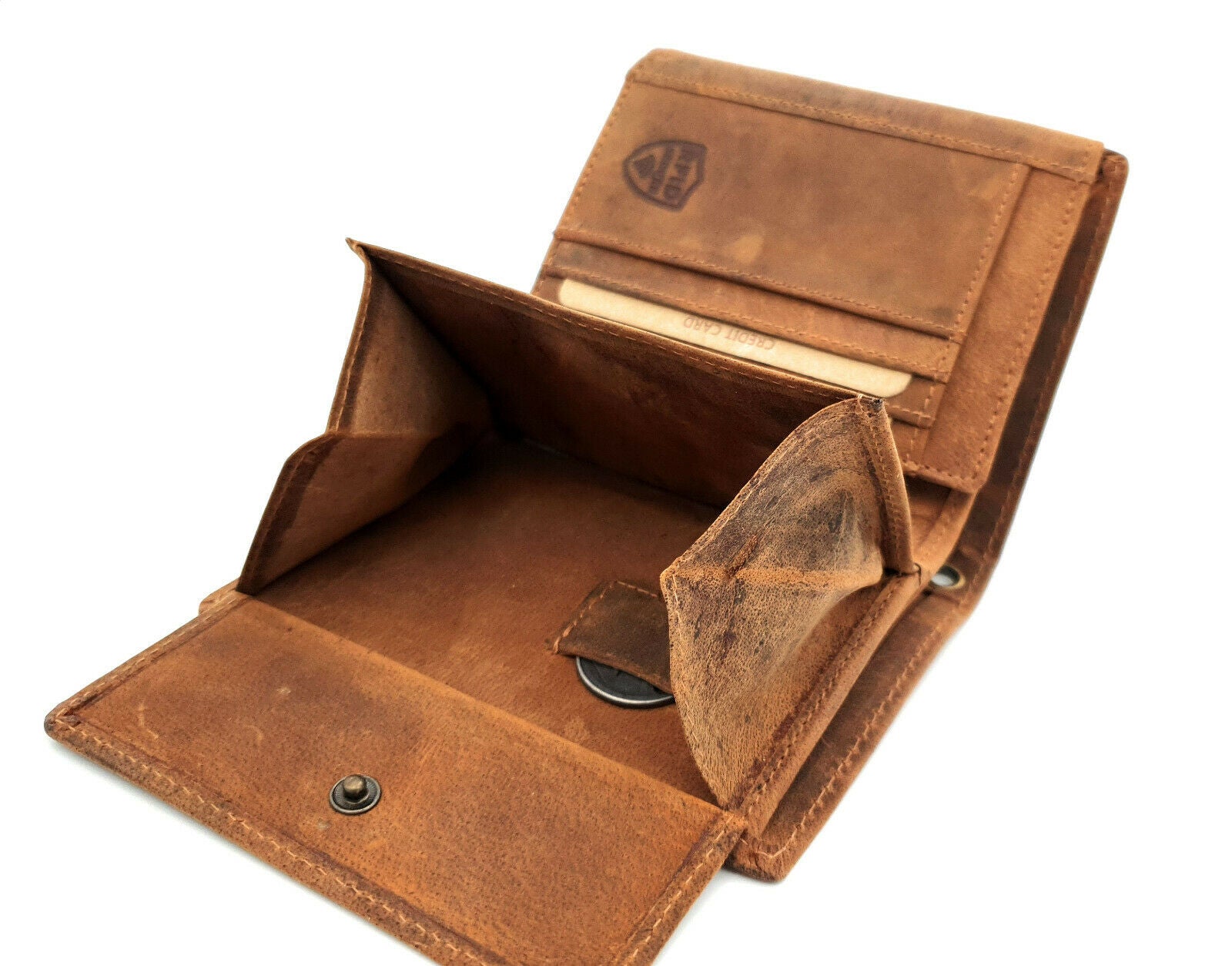 Jockey Club echt Leder Biker Geldbörse Geldbeutel Portemonnaie + 50cm Kette Motor Motorblock mit RFID Schutz braun