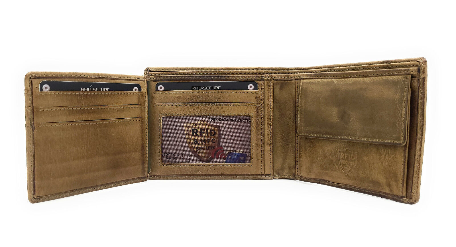Jockey Club echt Leder Geldbörse Portemonnaie Vintage mit RFID Schutz oil grey