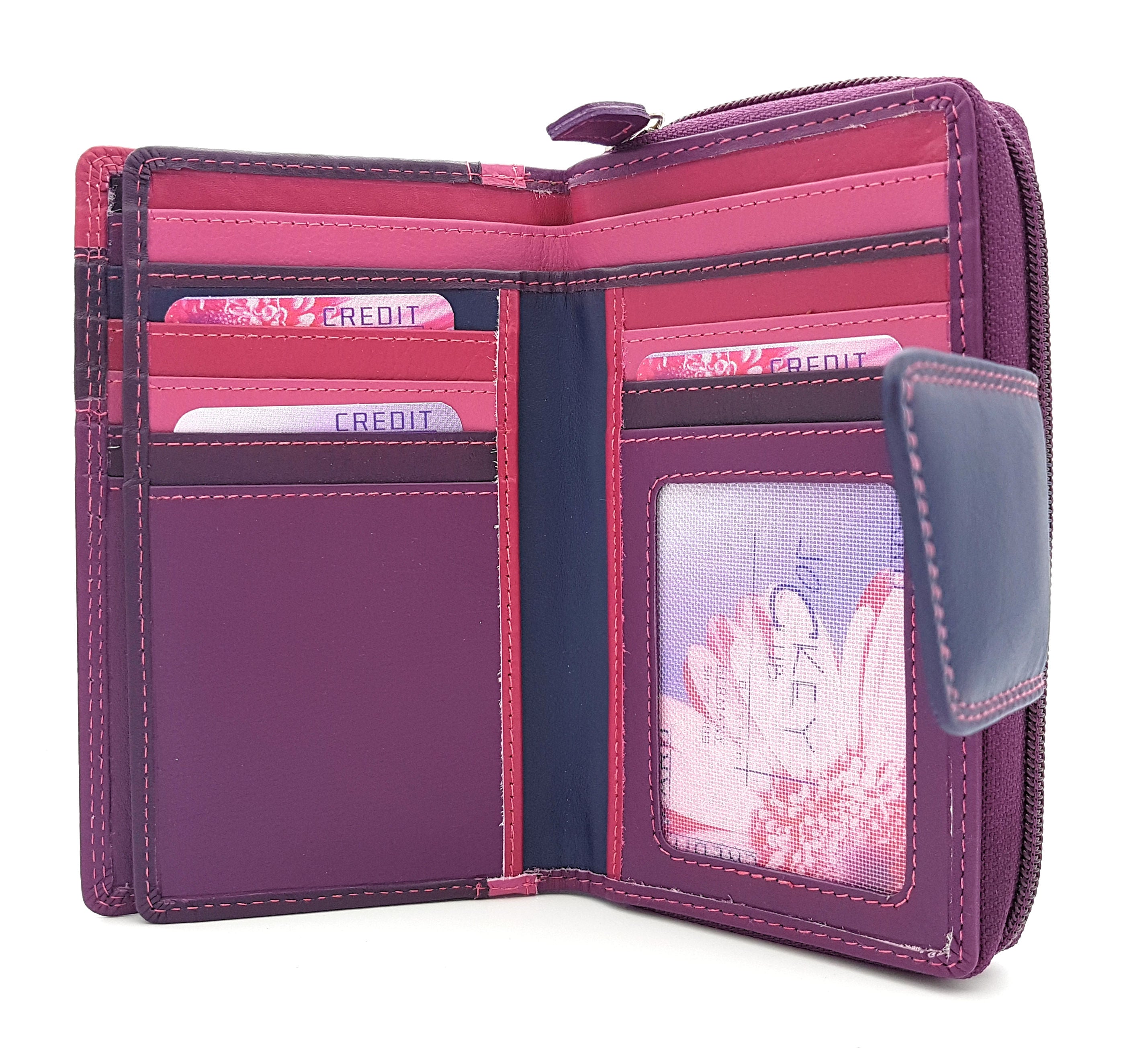 Jockey Club Leder Damen Geldbörse Portemonnaie feines Kalbsnappaleder Rio mit RFID Schutz beere