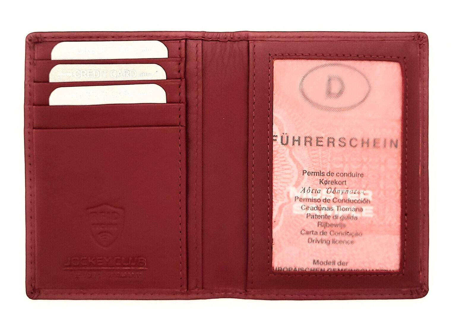 Jockey Club echt Leder Passhülle Etui Ausweisetui Hülle Kreditkartenetui Nappaleder mit RFID Schutz rot