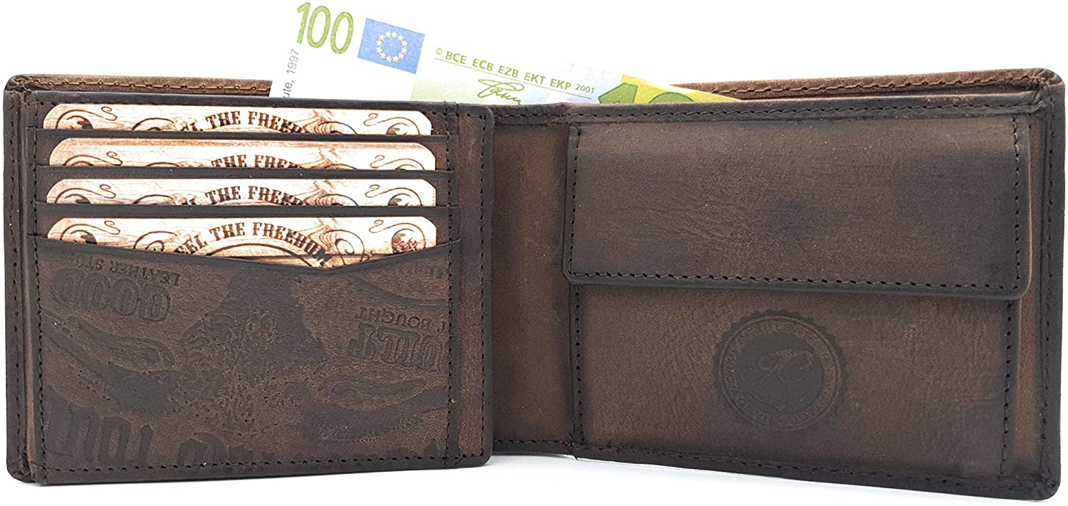 Jockey Club echt Leder Geldbörse Geldbeutel Portemonnaie Rough & Tough mit RFID Schutz braun