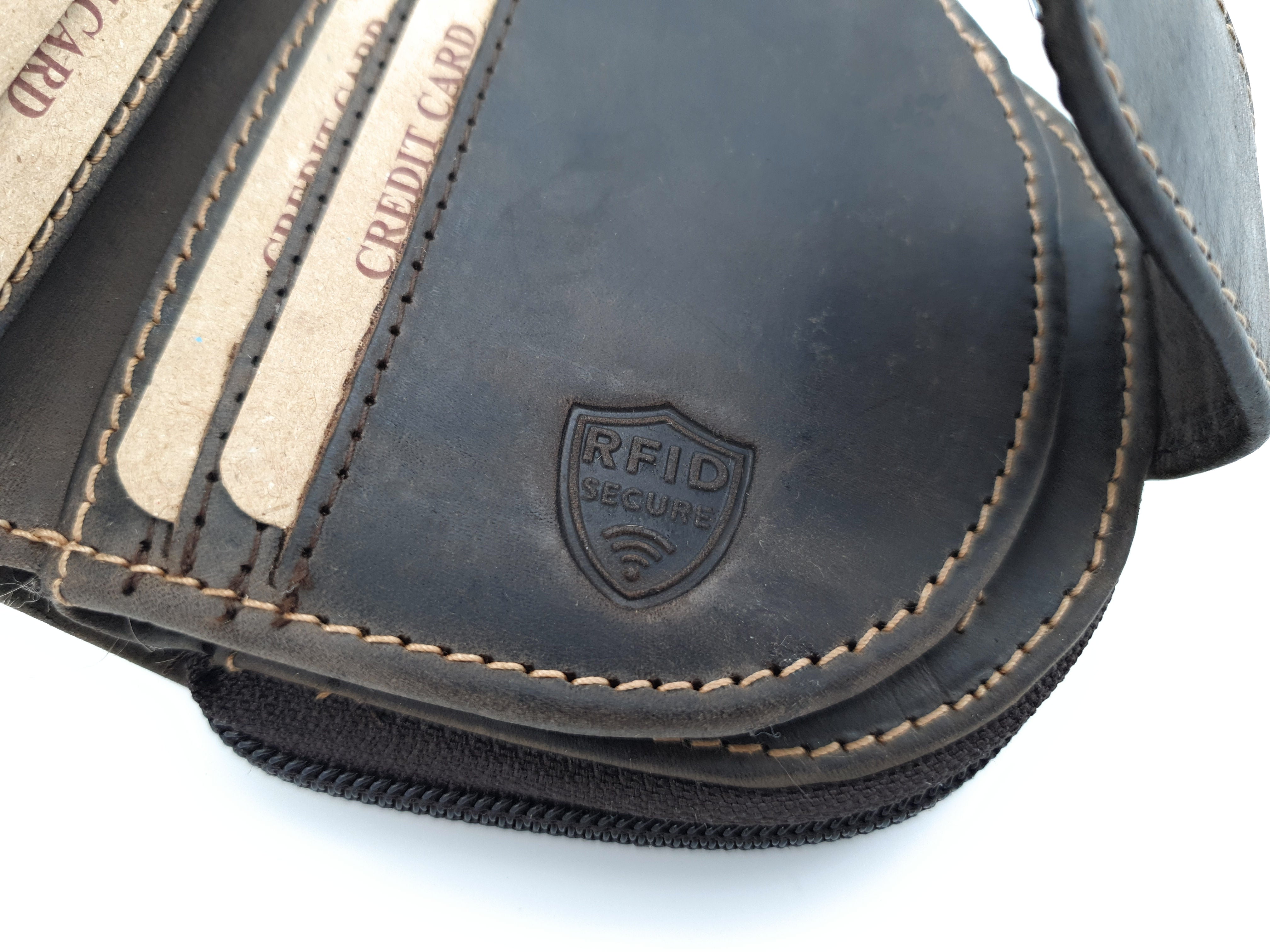 Jockey Club kompakte echt Leder Damen Reißverschluss Geldbörse halbrund, Vollrind - Hunterleder Toro dunkelbraun mit RFID Schutz