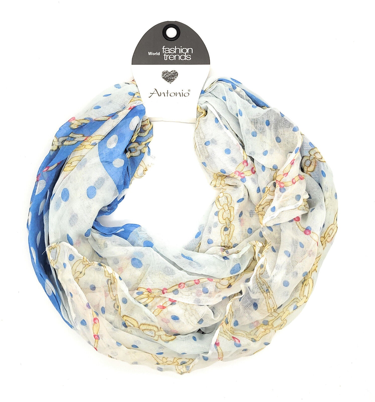 leichter Damen Sommerschal Schal Punkte und Ketten 180x80cm