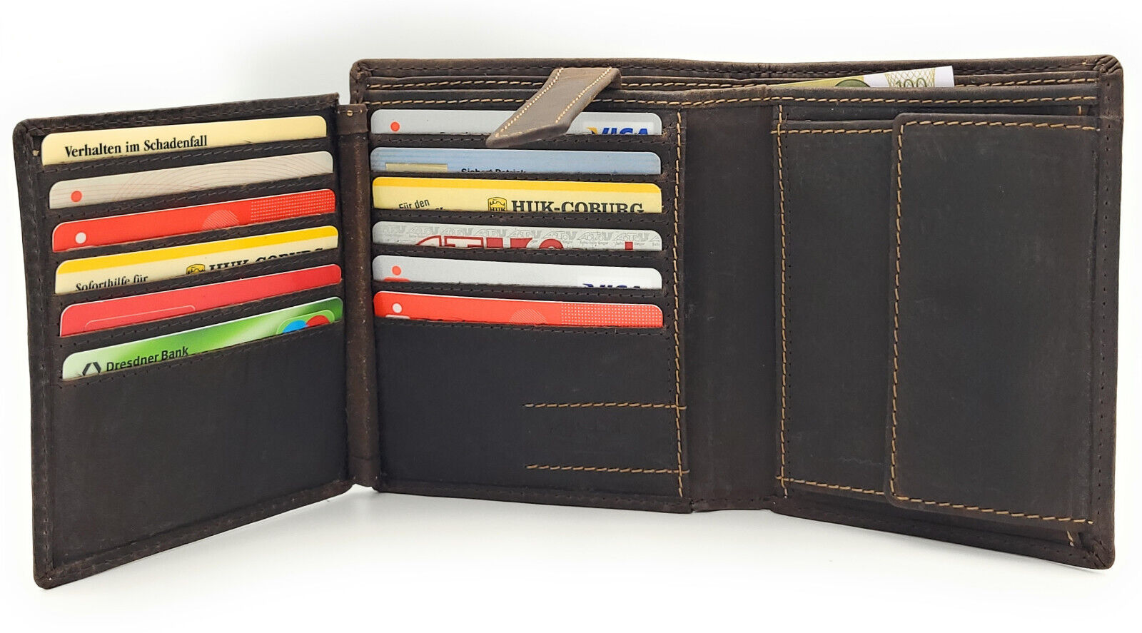 Jockey Club Echt Vollrindleder Geldbörse mit RFID-Schutz – 18 Kartenfächer, 2 Geldscheinfächer, Münzfach