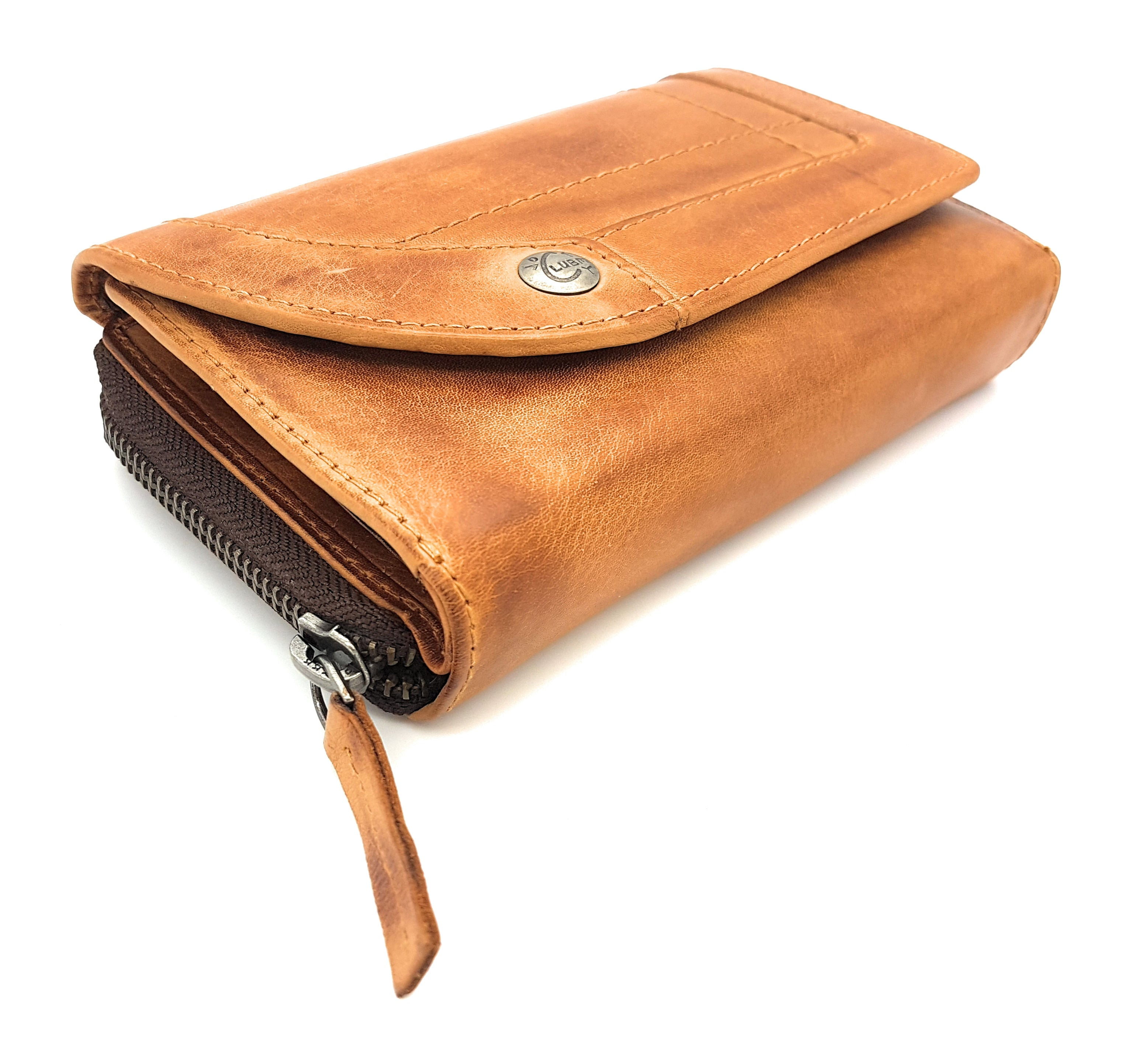 Jockey Club echt Leder Damen Geldbörse Portemonnaie Geldbeutel Line Up mit RFID Schutz cognac braun