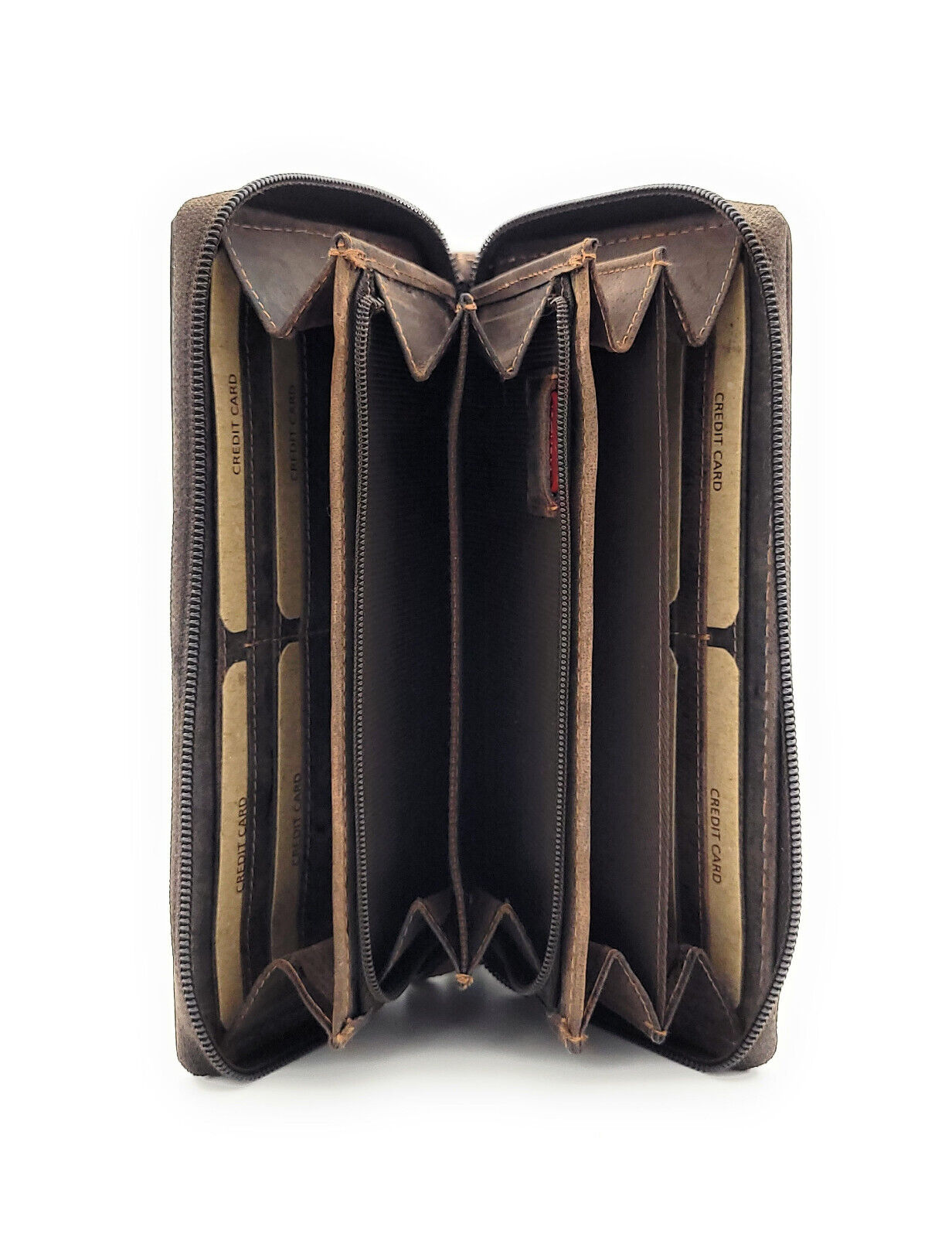 Premium Damen Reißverschluss Geldbörse aus echtem Büffelleder mit RFID-Schutz - Vintage Leder Portemonnaie mit 12 Kartenfächern - Handgefertigt