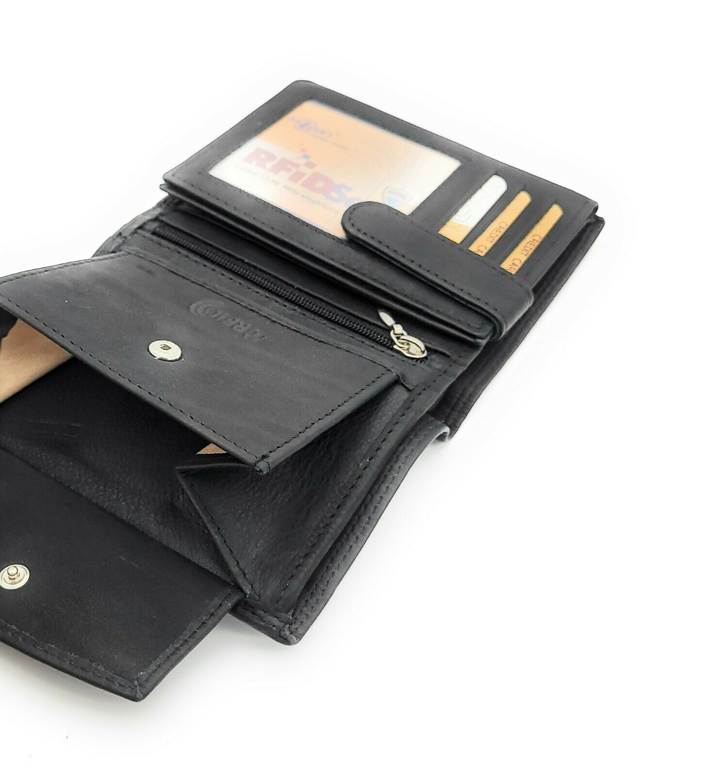 Jockey Club Basic echt Leder Geldbörse Portemonnaie Geldbeutel mit RFID NFC Schutz Rindleder schwarz