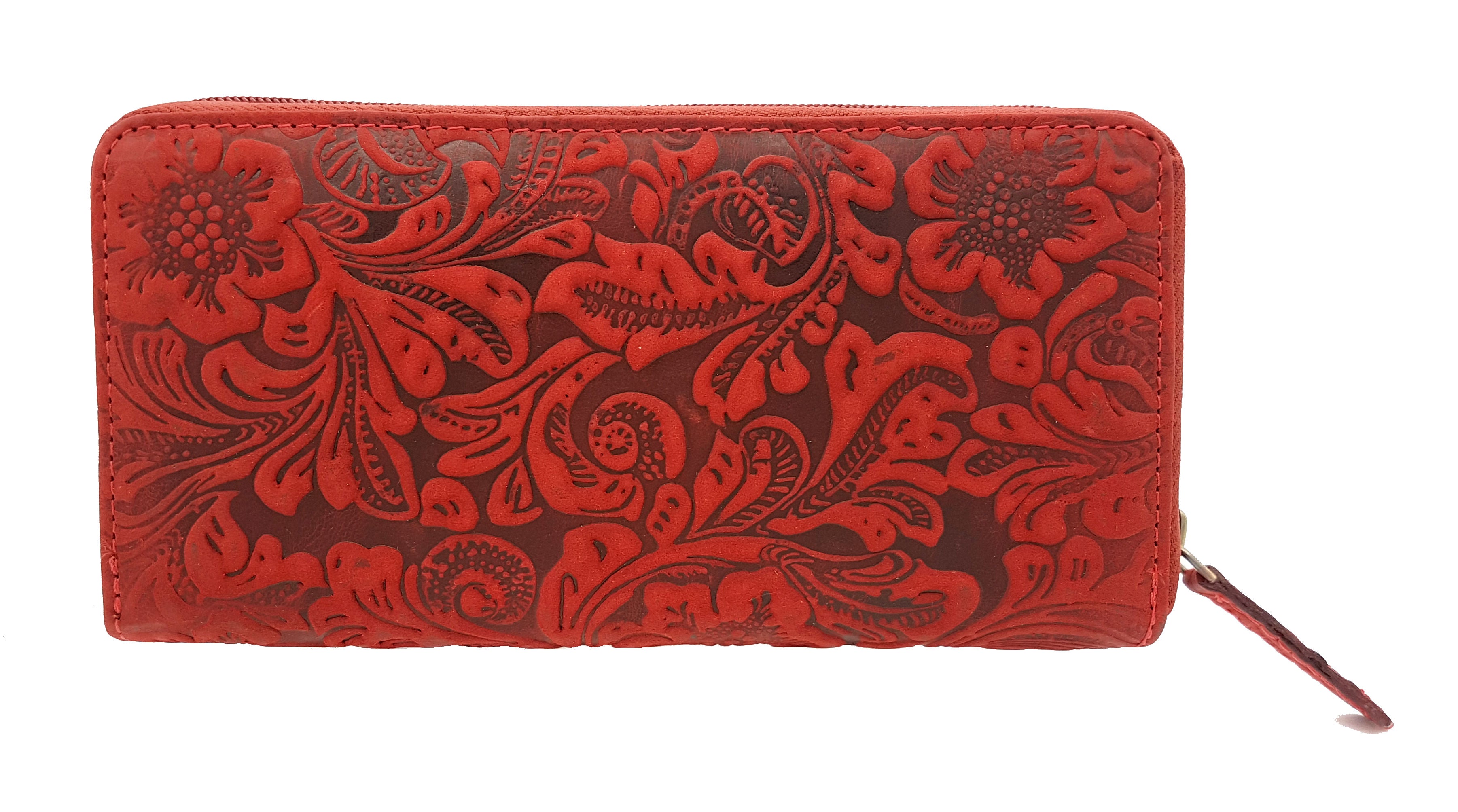 Jockey Club echt Leder Damen Reißverschluss Geldbörse Portemonnaie mit RFID Schutz rot