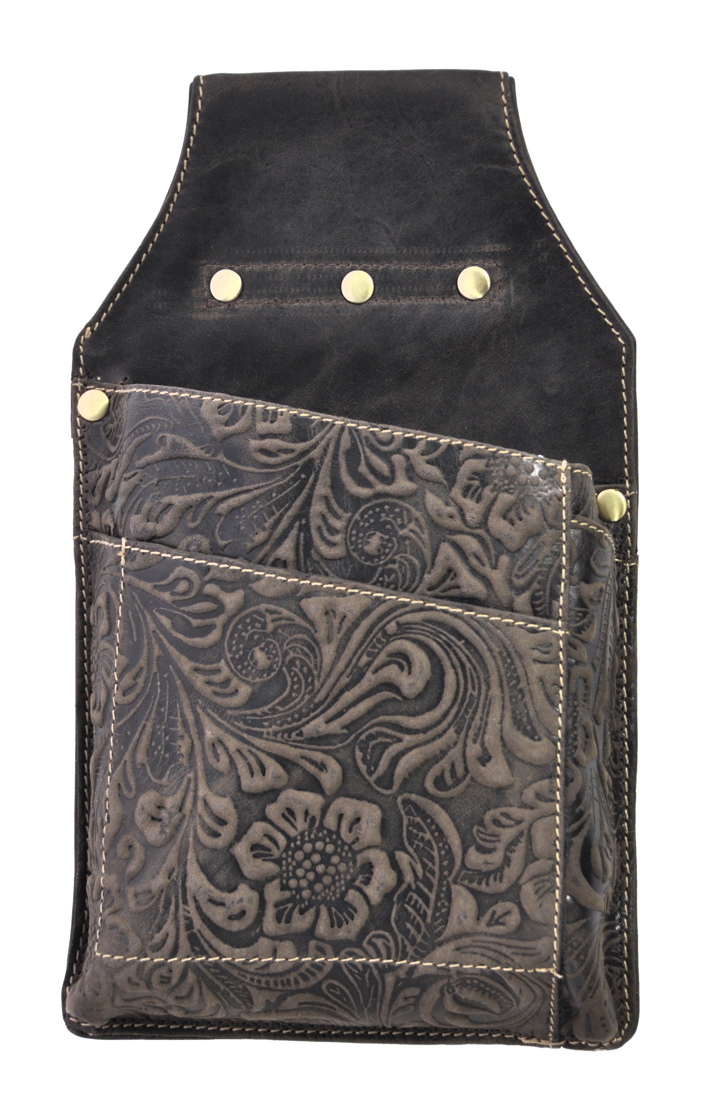 Jockey Club echt Leder Kellnertasche Kellner Holster Köcher Vollrindleder geprägt floral