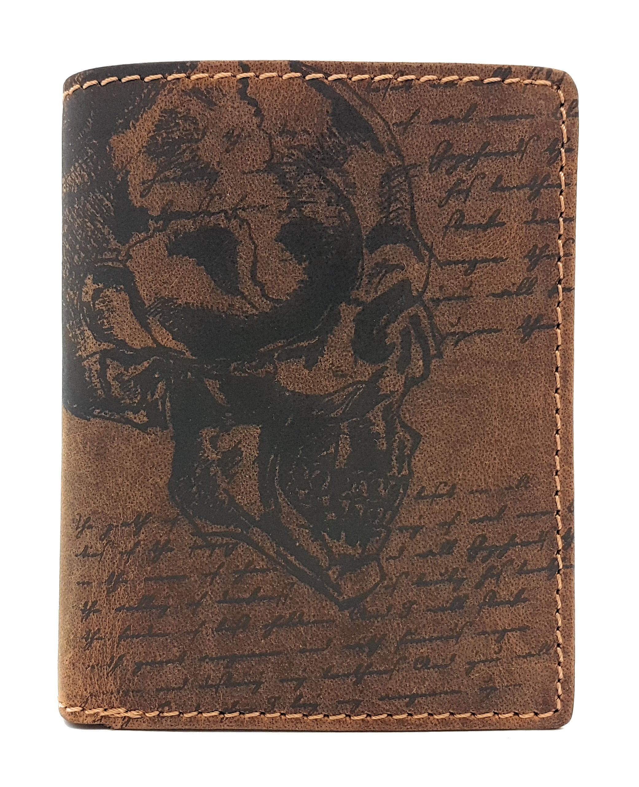 Jockey Club echt Leder Geldbörse Hunterleder Portemonnaie Totenkopf Schädel Skull mit RFID Schutz