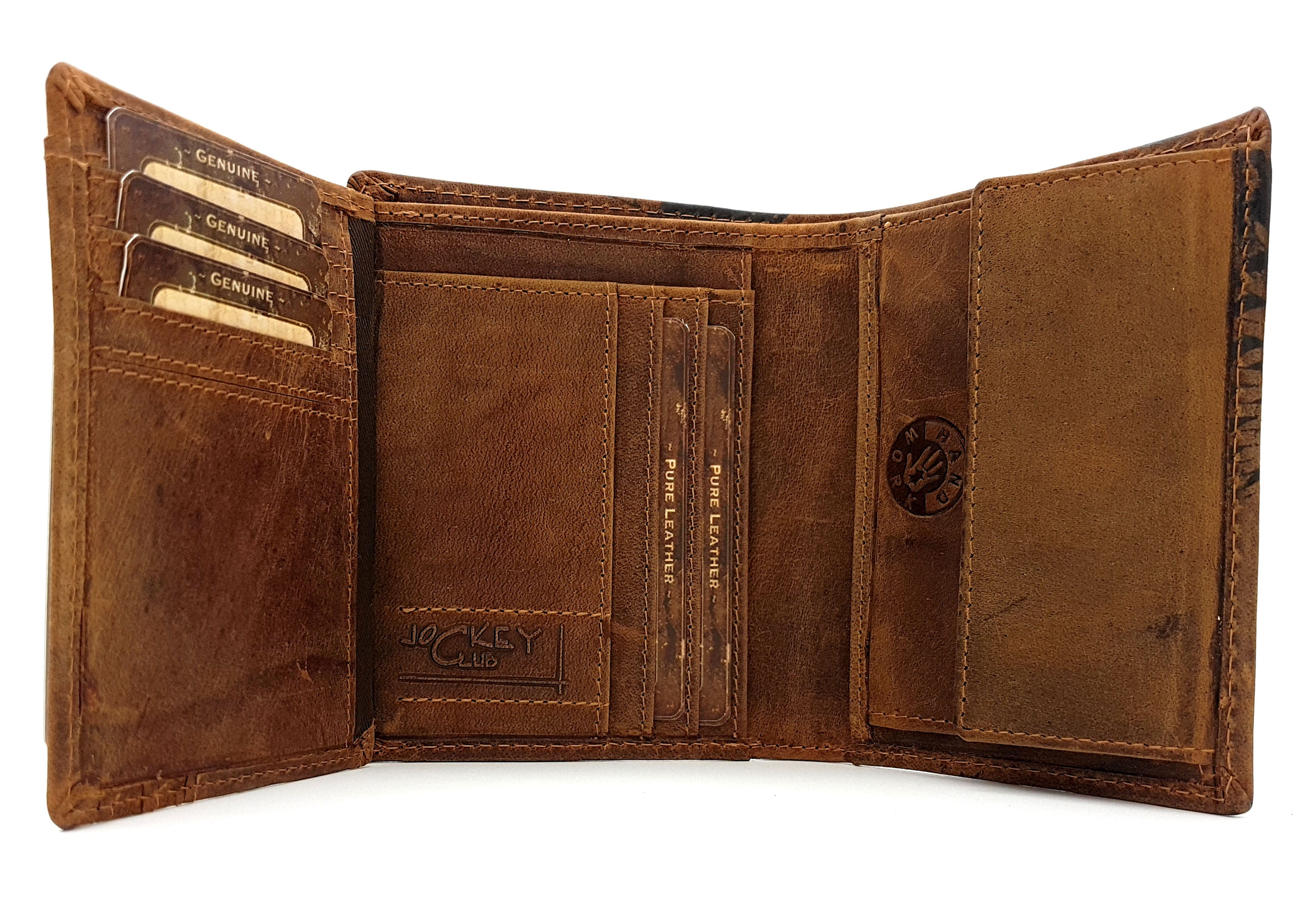 Jockey Club echt Leder Geldbörse Hunterleder Portemonnaie Totenkopf Schädel Skull mit RFID Schutz